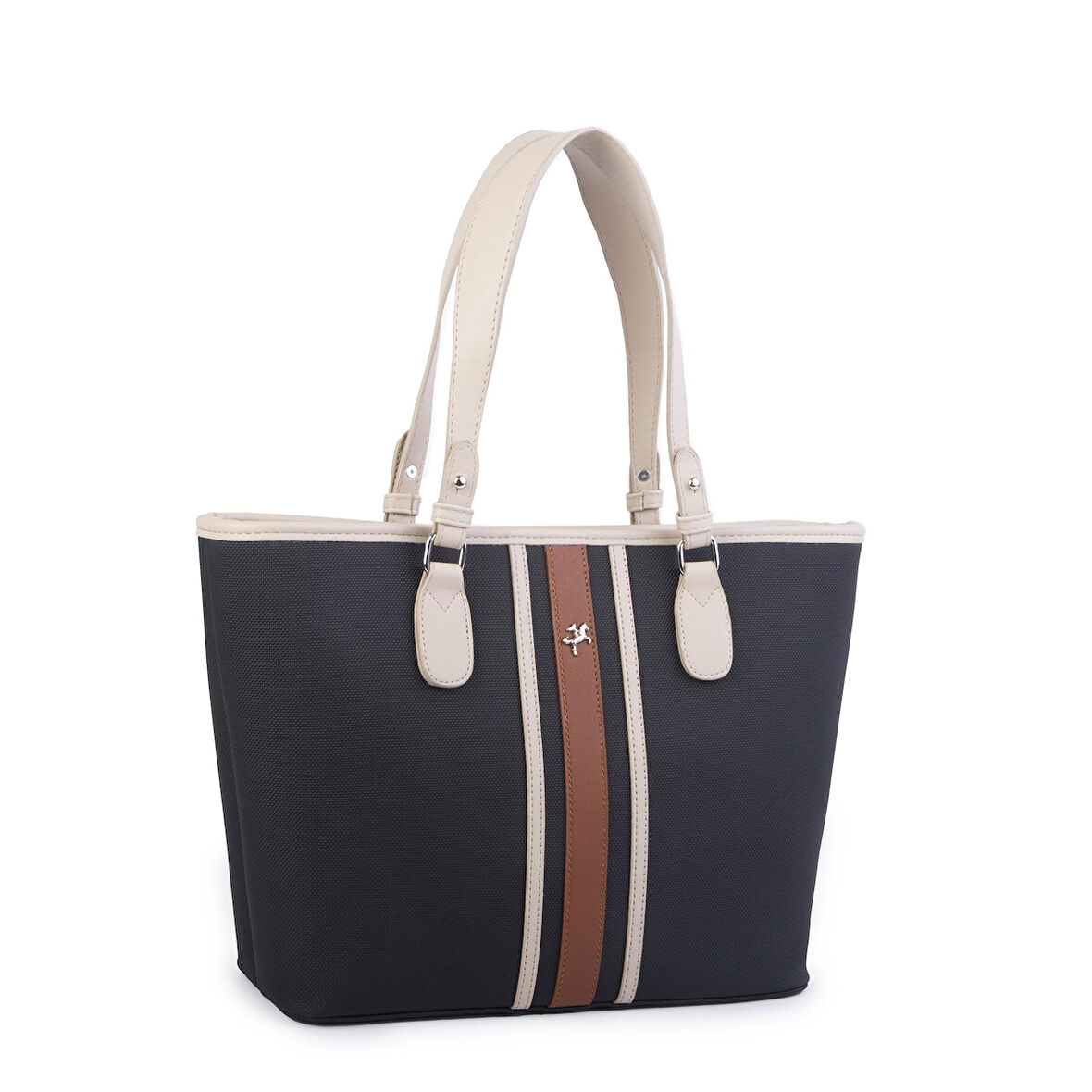 Nas Bag Kadın Omuz Çantası Spor Şık Ayarlanabilir Omuz Askılı Siyah Kum Taba  Lacst (33x27x12 cm )
