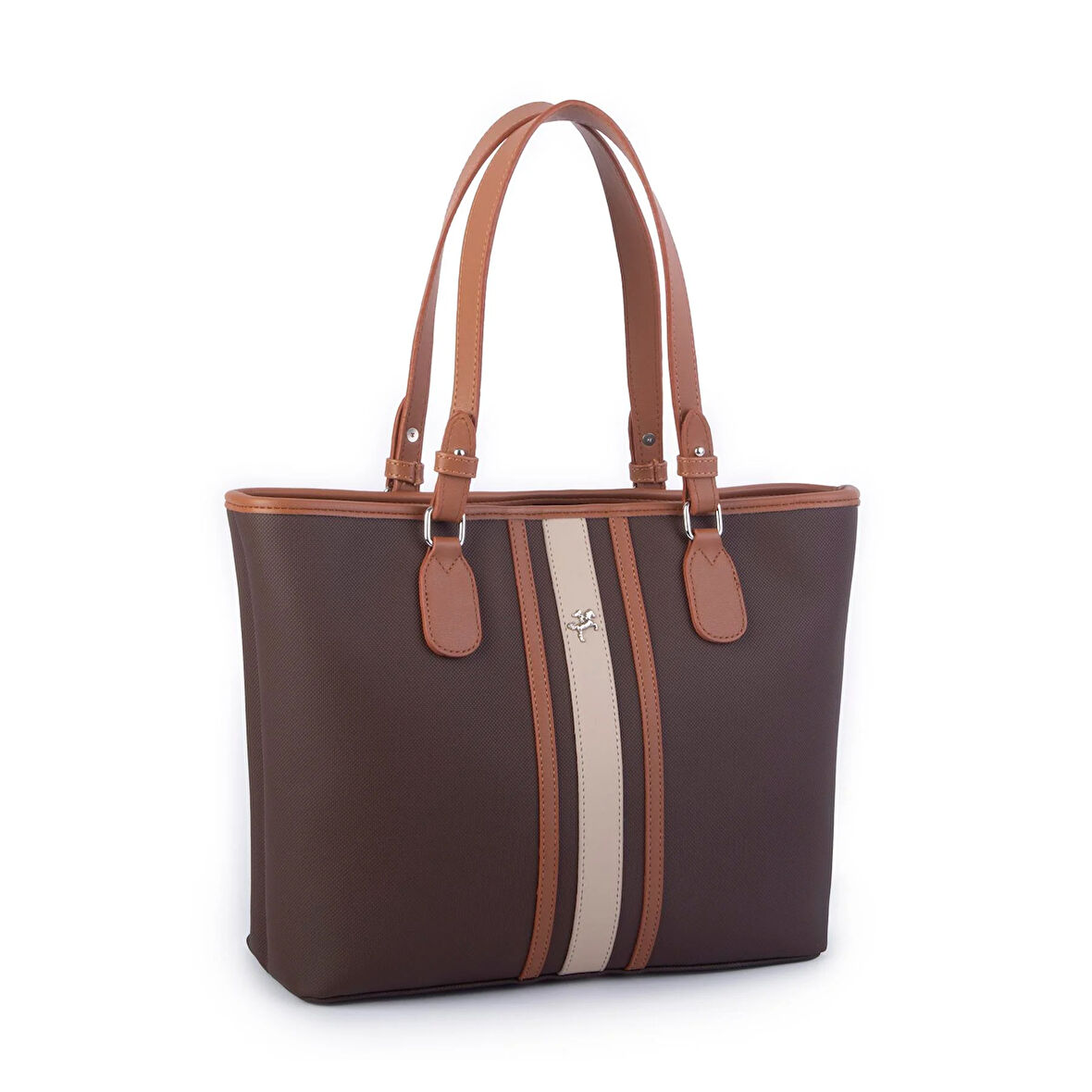 Nas Bag Kadın Omuz Çantası Spor Şık Ayarlanabilir Omuz Askılı Kahve Taba Kum  Lacste  (33x27x12 cm )