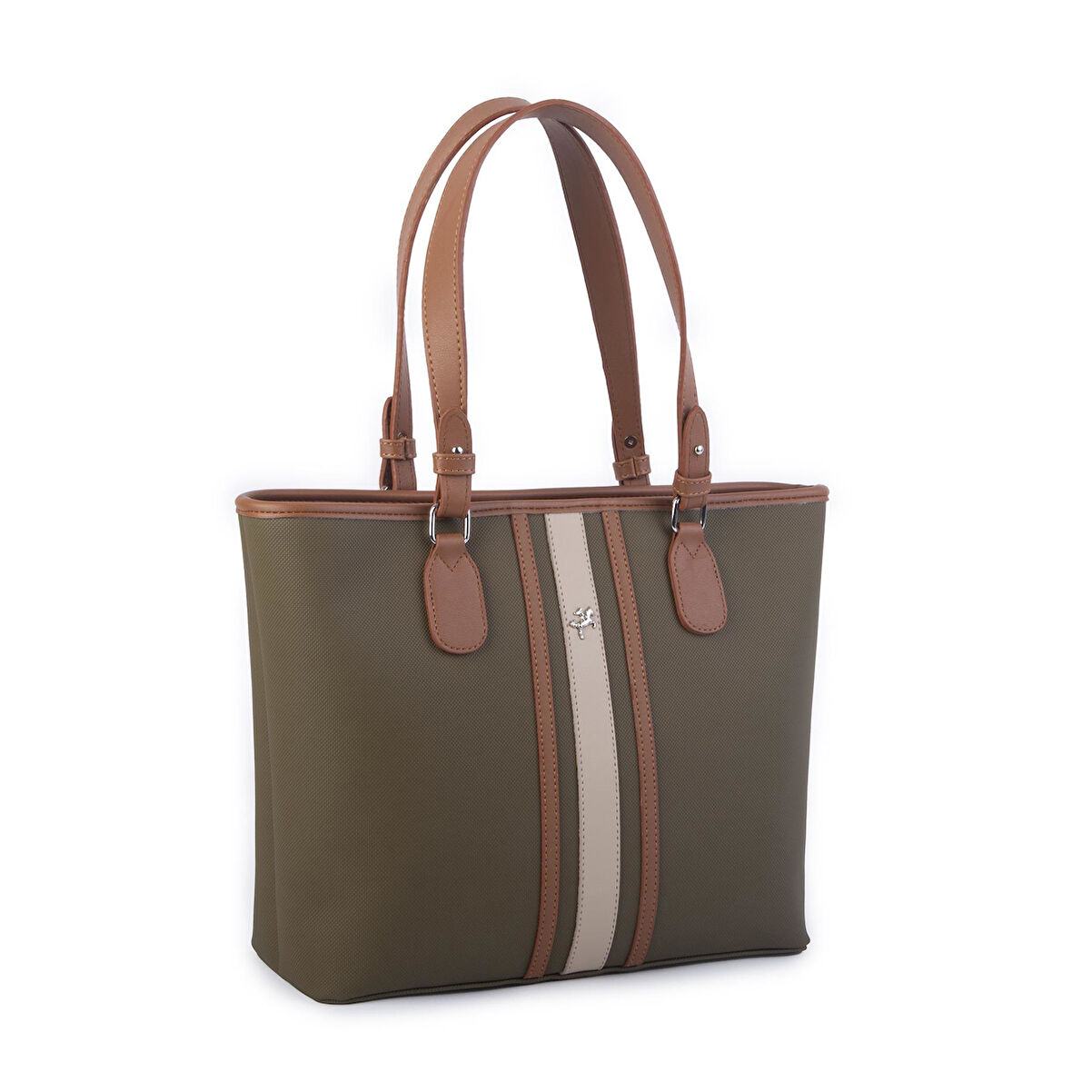 Nas Bag Kadın Omuz Çantası Spor Şık Ayarlanabilir Omuz Askılı Haki Taba Kum  Lacste  (33x27x12 cm )