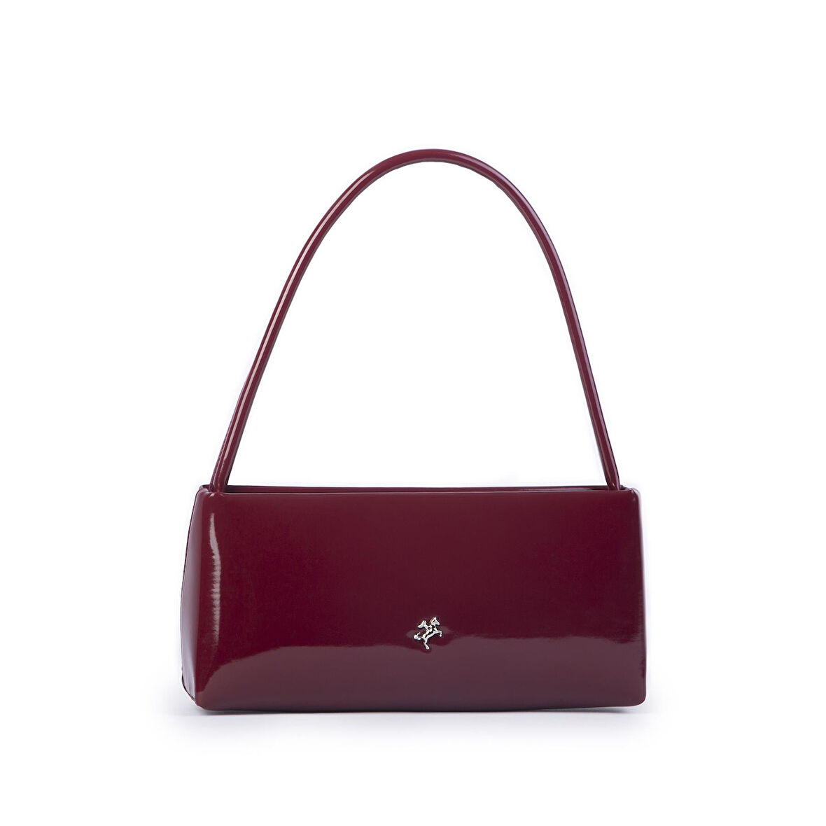 Nas Bag Kadın Basic Baget Omuz ve Çapraz Çanta Bordo  Rugan (27x12 cm )