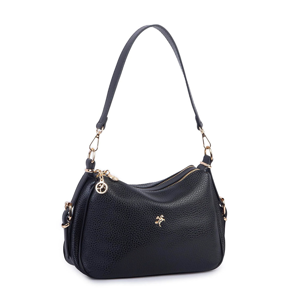 Nas Bag Kadın Omuz ve Çapraz Çanta Çok Gözlü Şık Tasarım (28x18 cm) Siyah Lopez