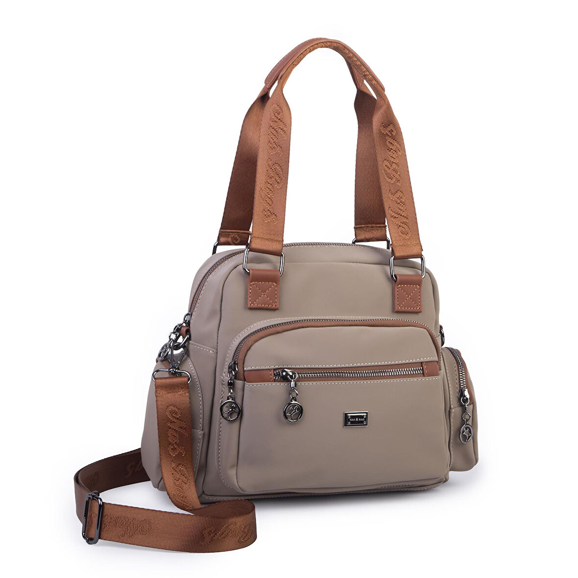  Nas Bag Çok Gözlü Orta Boy Omuz ve Çapraz Çanta Kum Taba Buzzy