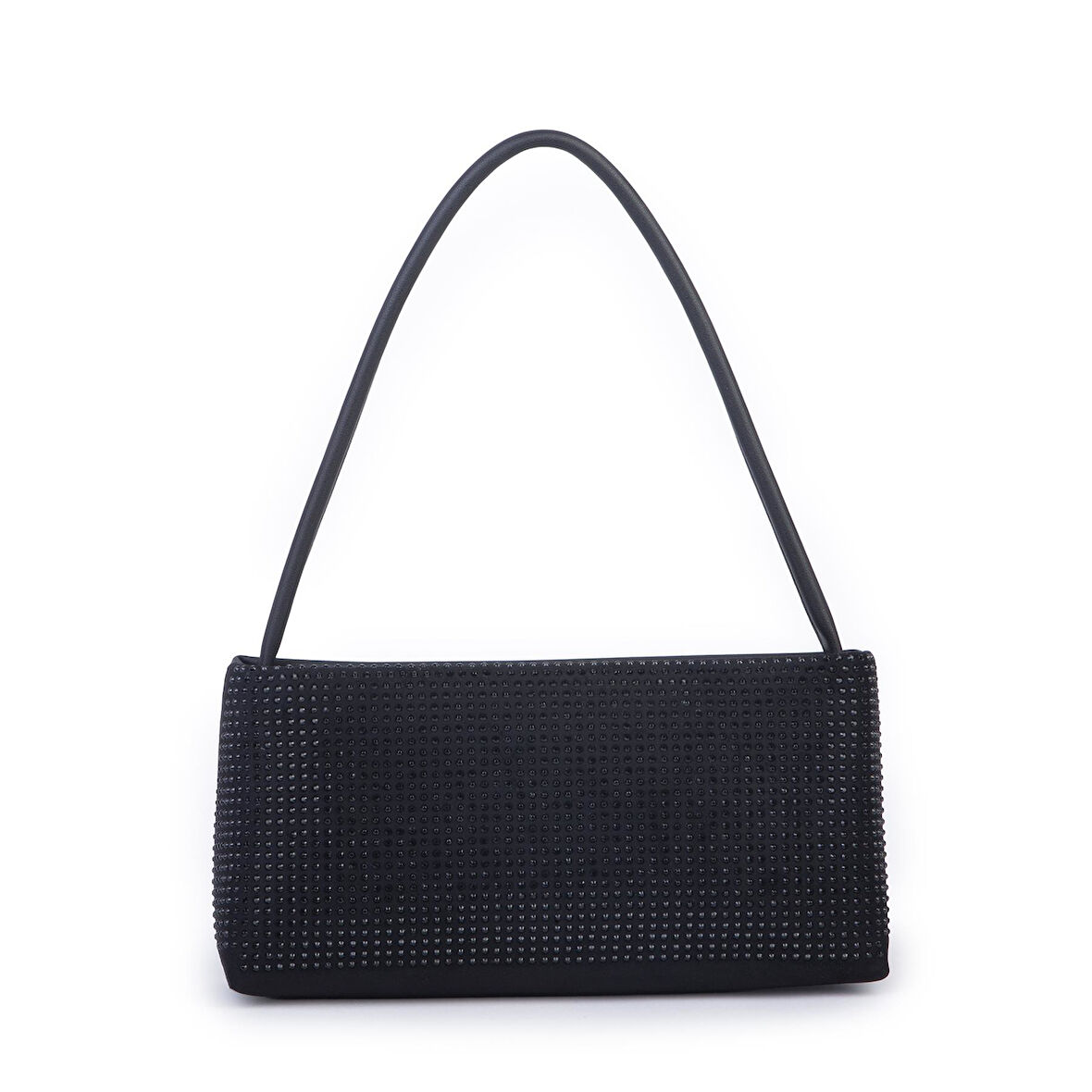 Nas Bag Kadın Basic Baget Omuz ve Çapraz Çanta Siyah Taşlı (27x12 cm )
