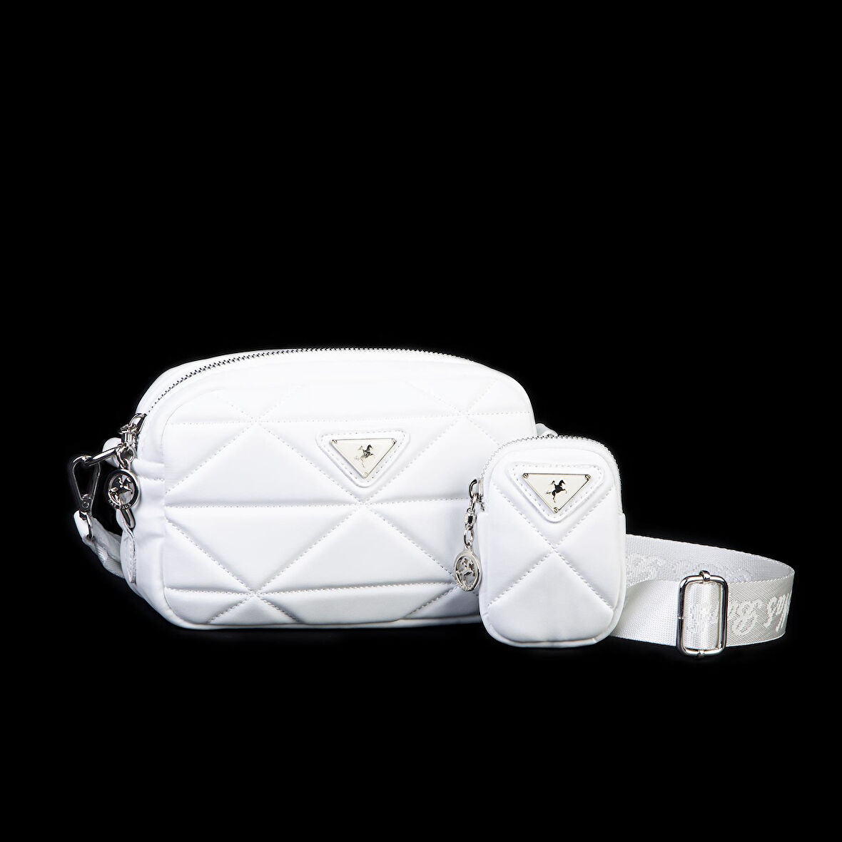 Nas Bag Kadın Mini Spor Kapitone Mini Cüzdanlı Çapraz Çanta Beyaz