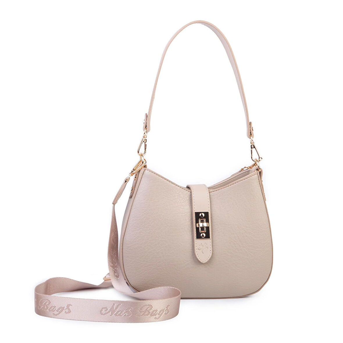 Nas Bag Kadın Oval Omuz ve Çapraz Çanta Kum Victoria