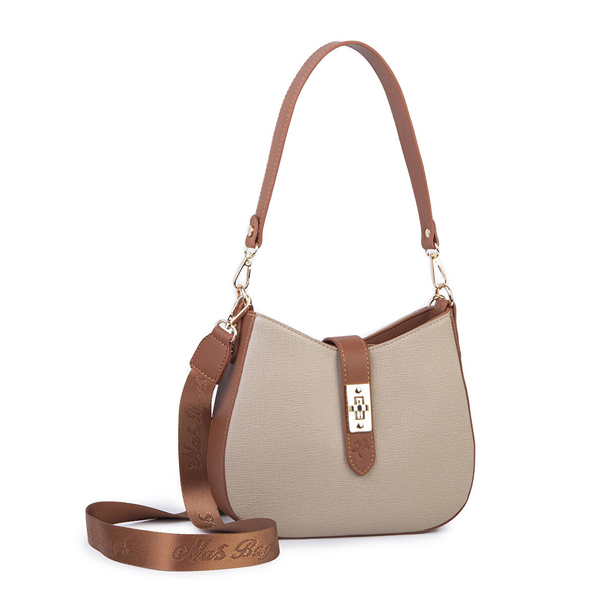 Nas Bag Kadın Oval Omuz ve Çapraz Çanta Kum Taba Liza