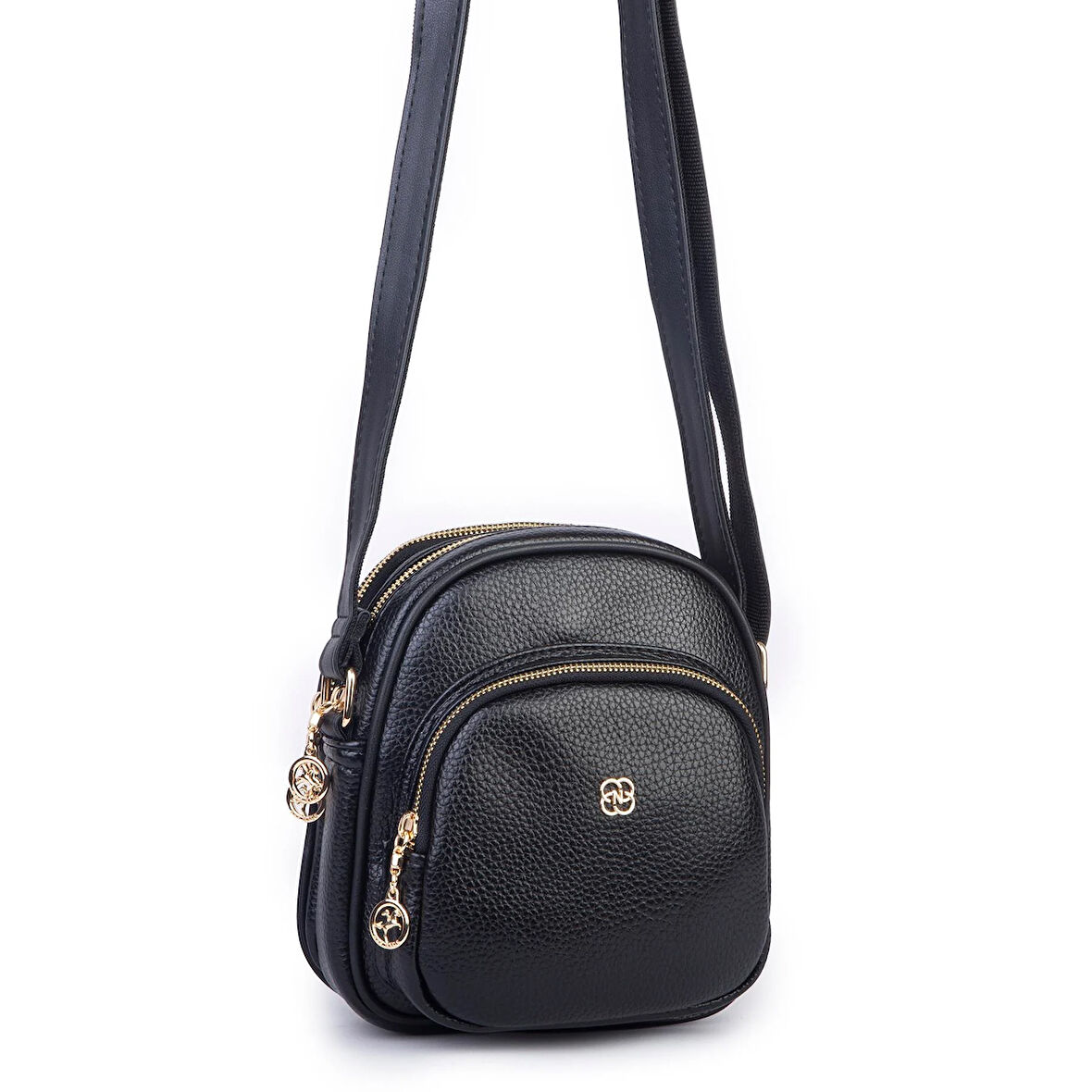 Nas Bag Kadın Çok Gözlü Günlük Çapraz ve Omuz Çanta Siyah Lopez (20x22 cm)