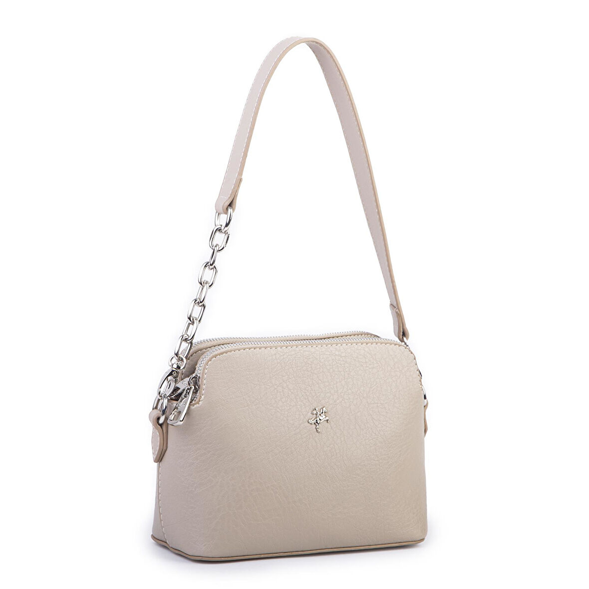 Nas Bag Kadın Omuz ve Çapraz Zincirli ve Uzun Çift Askılı (20x15 cm) Kum Victoria