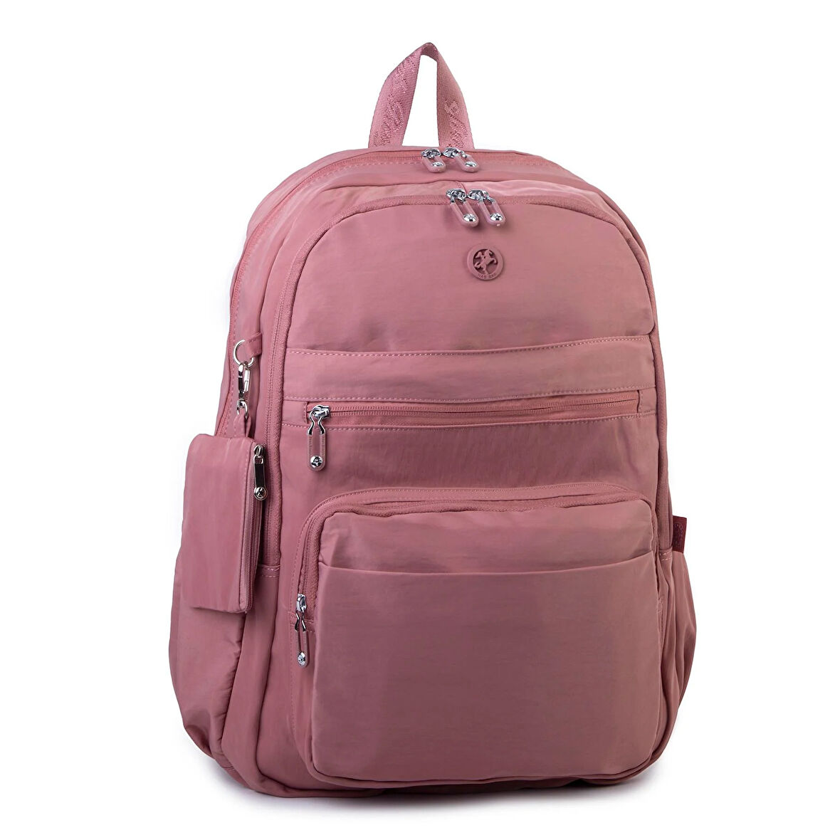 Nas Bag Unisex Büyük Boy Çok Gözlü Hafif Sırt Çantası Gül Kurusu