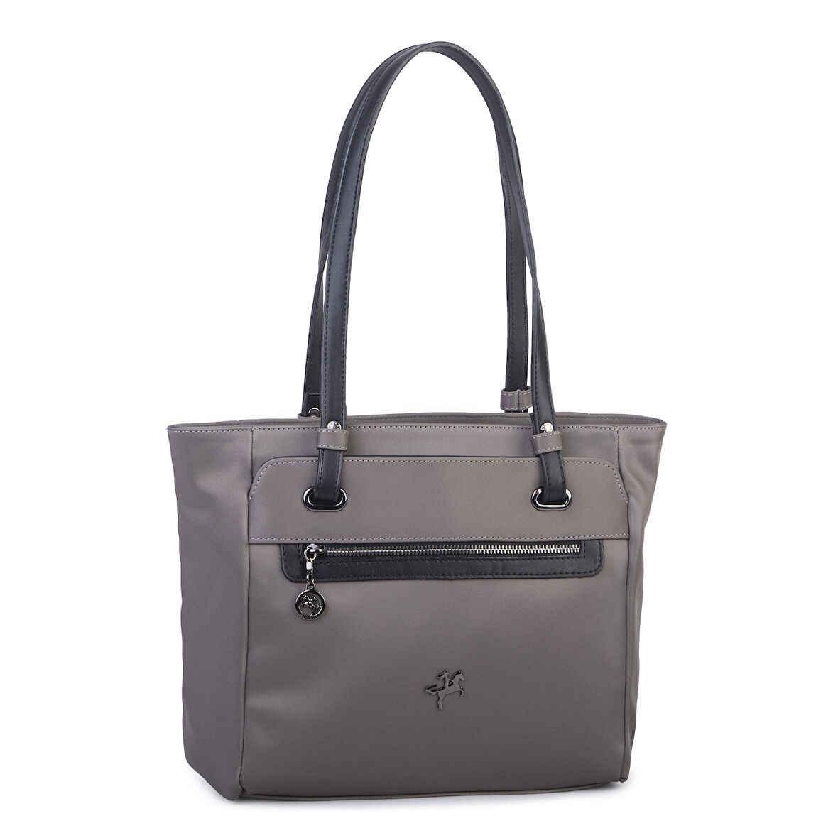  Nas Bag Kadın  Büyük Boy Omuz Çantası Gri Siyah Buzzy