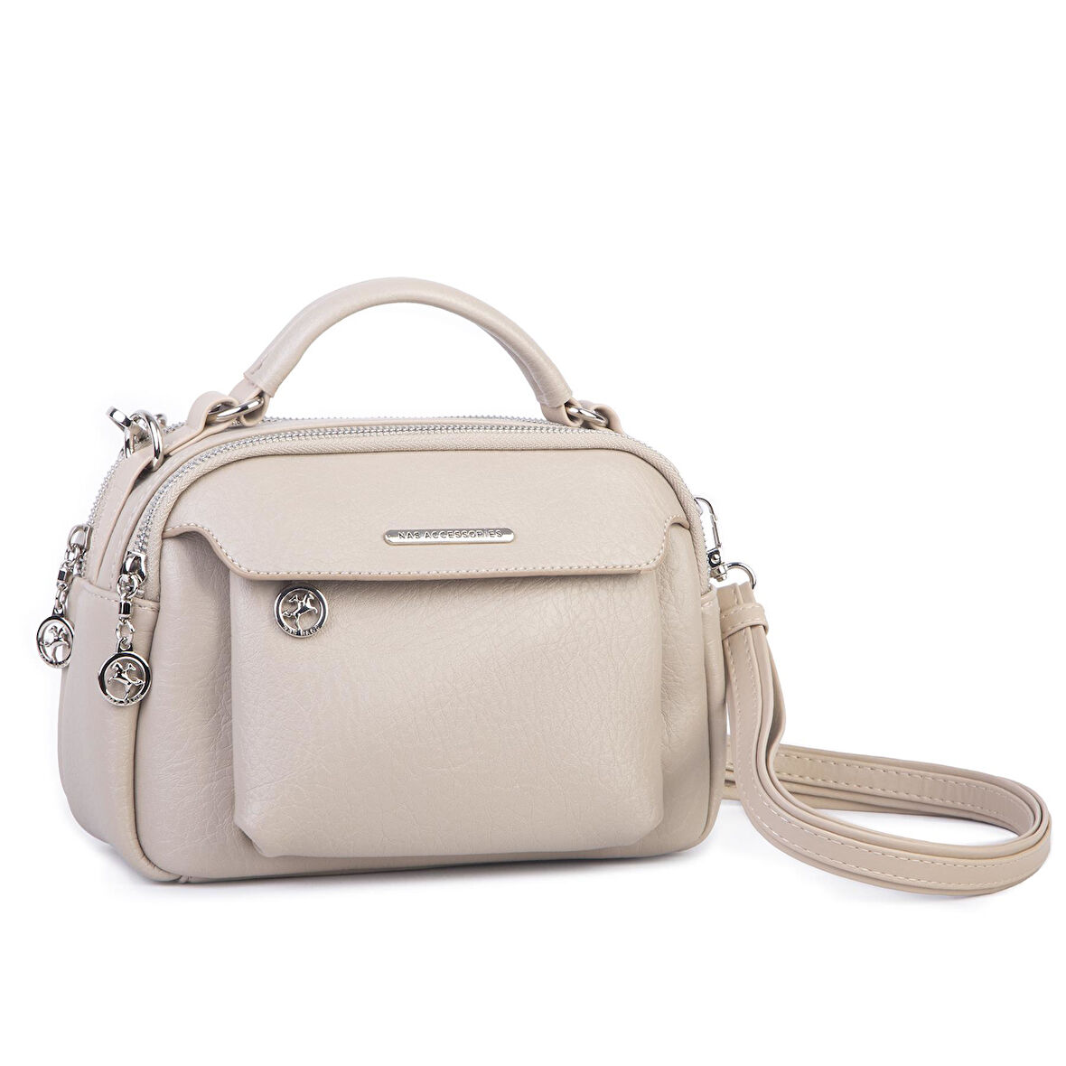 Nas Bag Kadın Çok Gözlü Mini El ve Çapraz Çanta Kum Lopez