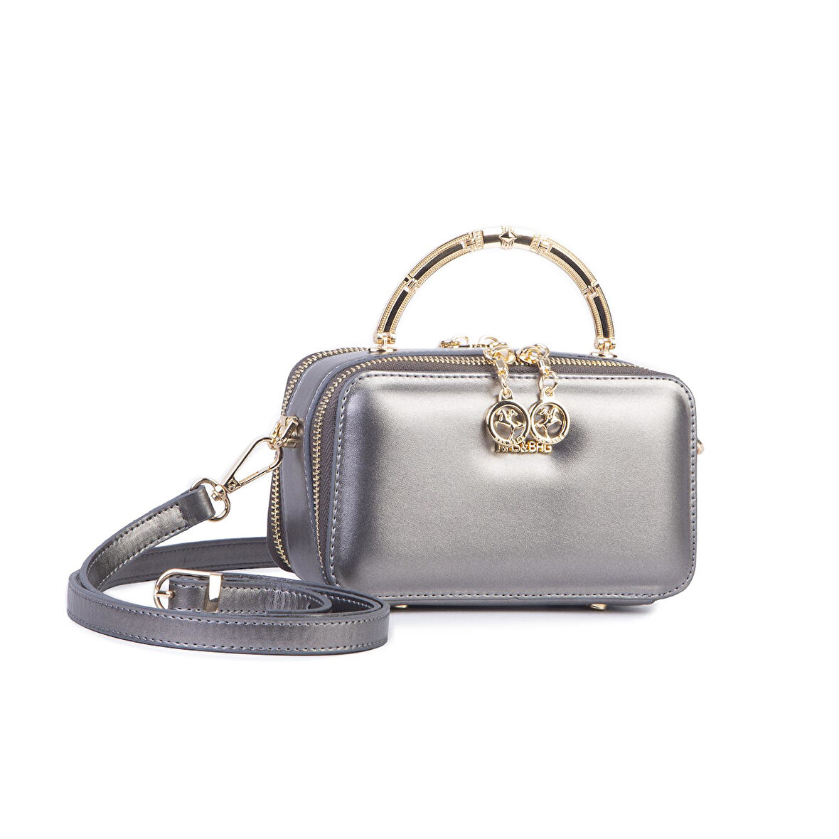 Nas Bag Kadın Mini El ve Çapraz Çanta Gri  (en :18 cm  boy:10 cm) 