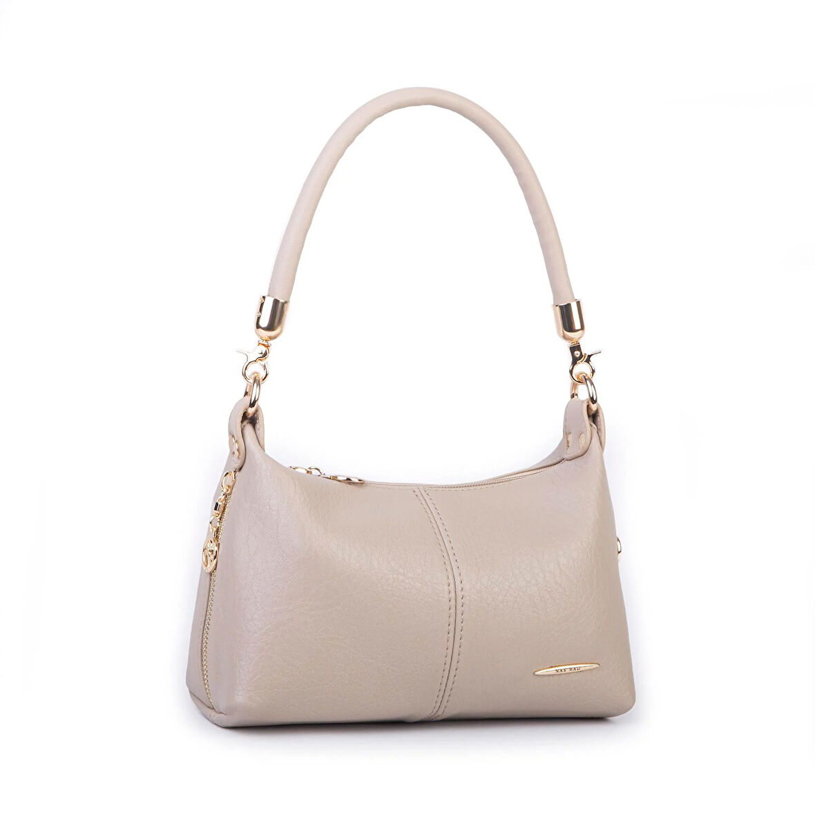 Nas Bag Kadın Mini Omuz ve Çapraz Çanta Örgülü Askılı (en: 23 cm , boy: 14 cm) Kum Victoria