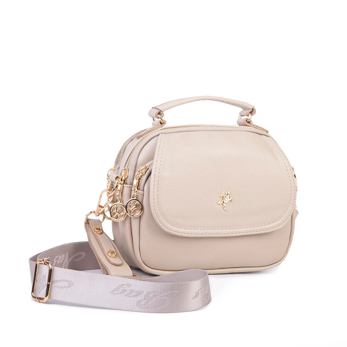 Nas Bag Kadın Mini Çok Gözlü El ve Çapraz Çanta Kum