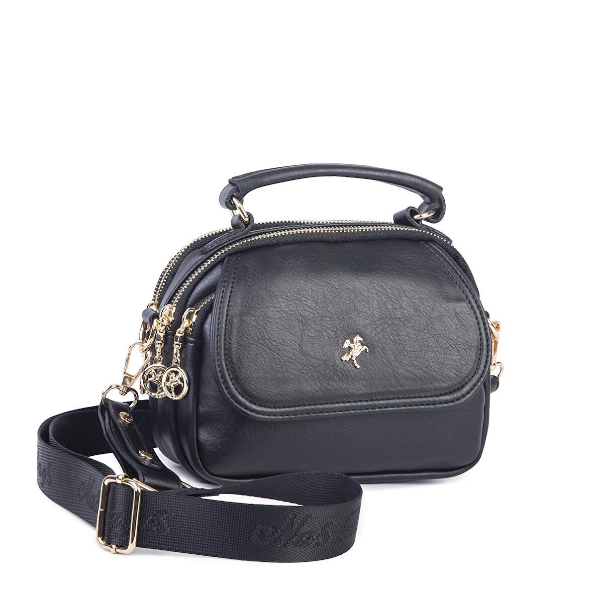 Nas Bag Kadın Mini Çok Gözlü El ve Çapraz Çanta Siyah