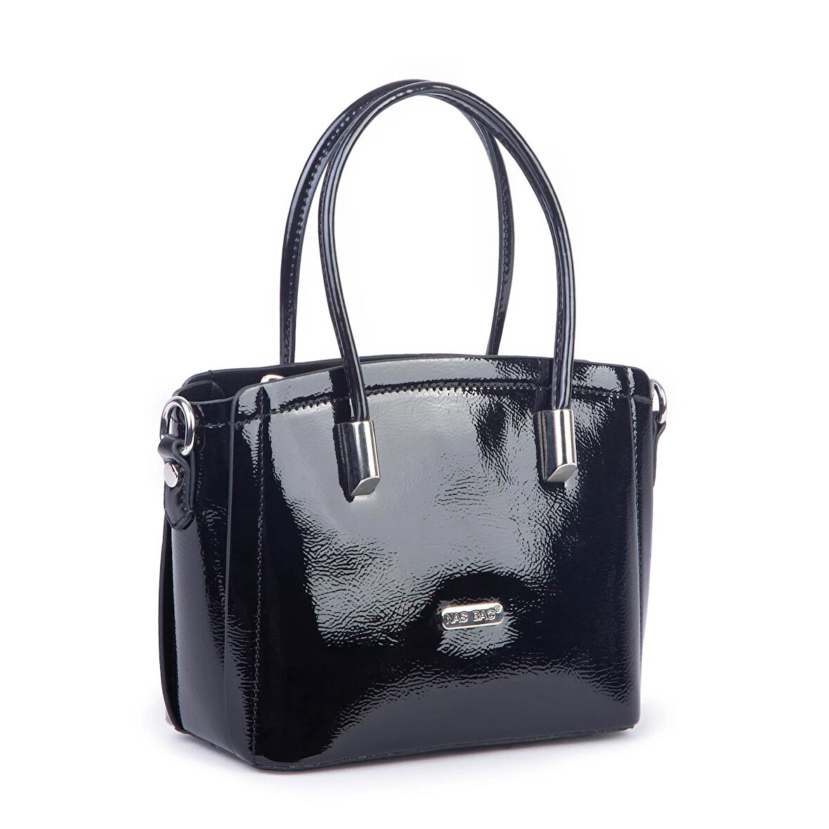 Nas Bag Kadın Mini El ve Çapraz Çanta Siyah Rugan