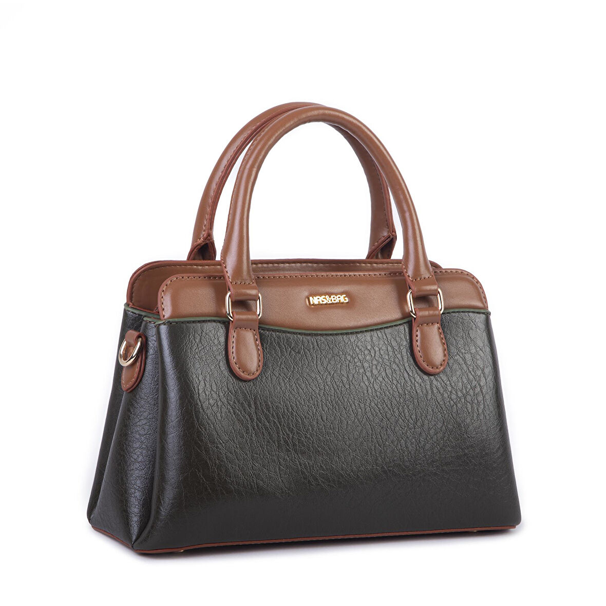 Nas Bag Şık  Kadın Midi El ve Omuz Çanrası Haki  Taba Victoria