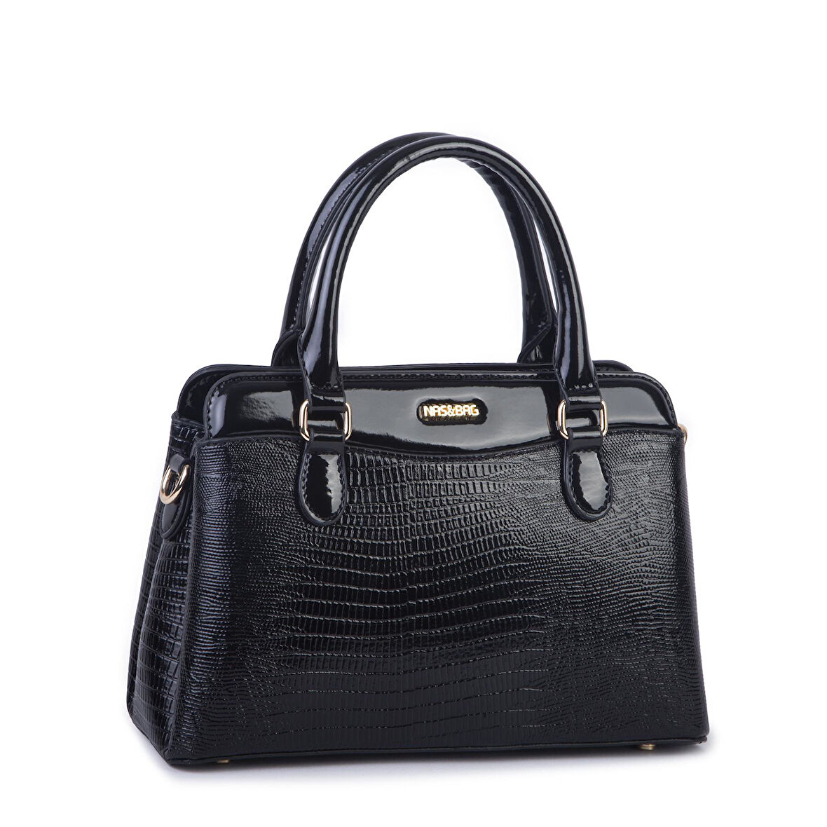 Nas Bag Şık  Kadın Midi El ve Omuz Çanrası Siyah Lazer