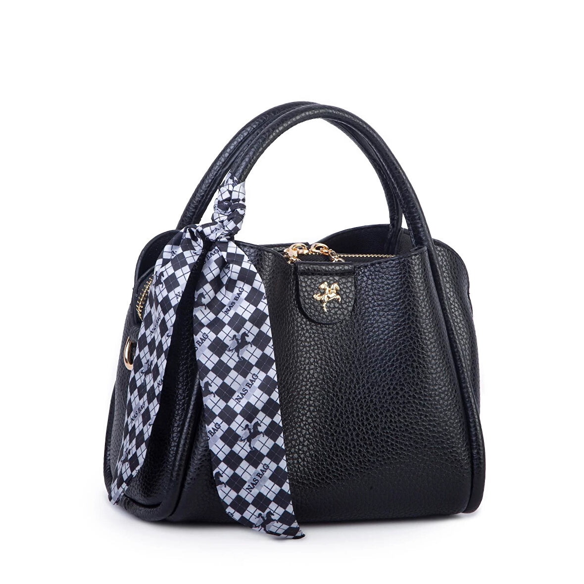 Nas Bag Fularlı Mini Boy El ve Çapraz Çanta Siyah  Lopez