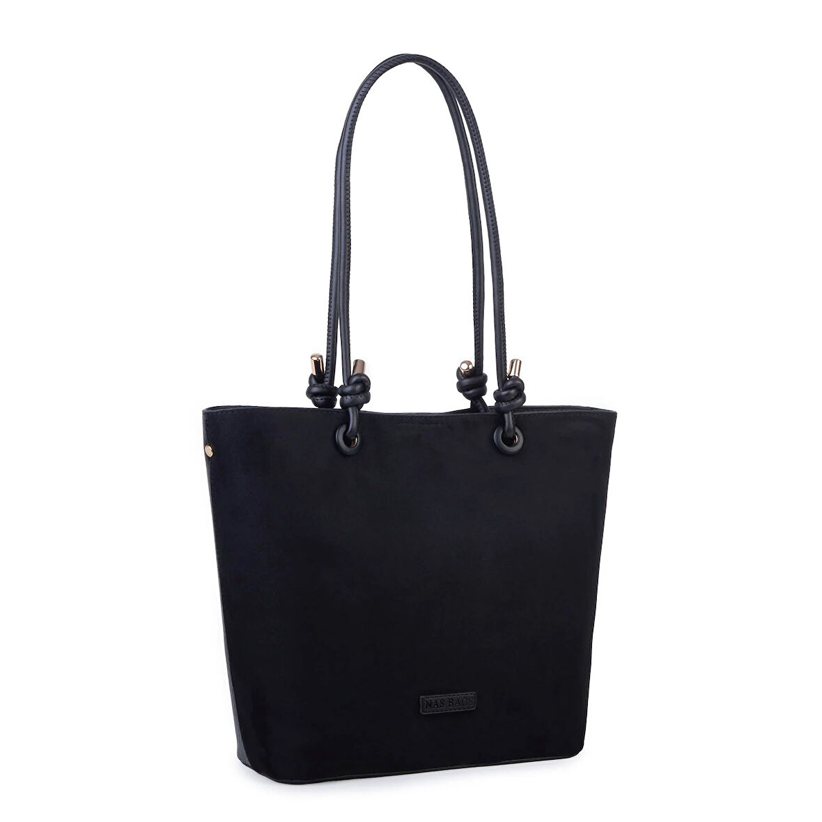  Nas Bag Hafif  Kadın  Büyük Boy Omuz Çantası Siyah  Süet