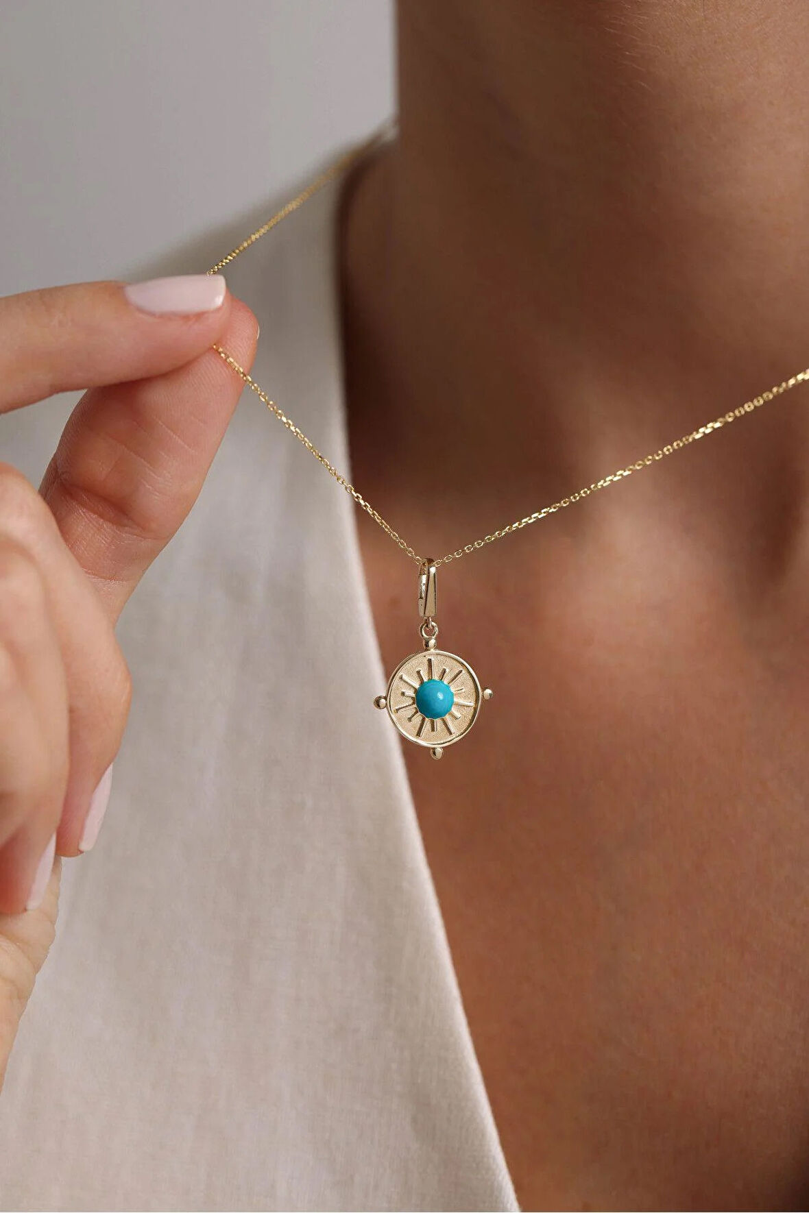 Heritage Mavi Firuze Pusula Charm Kolye
