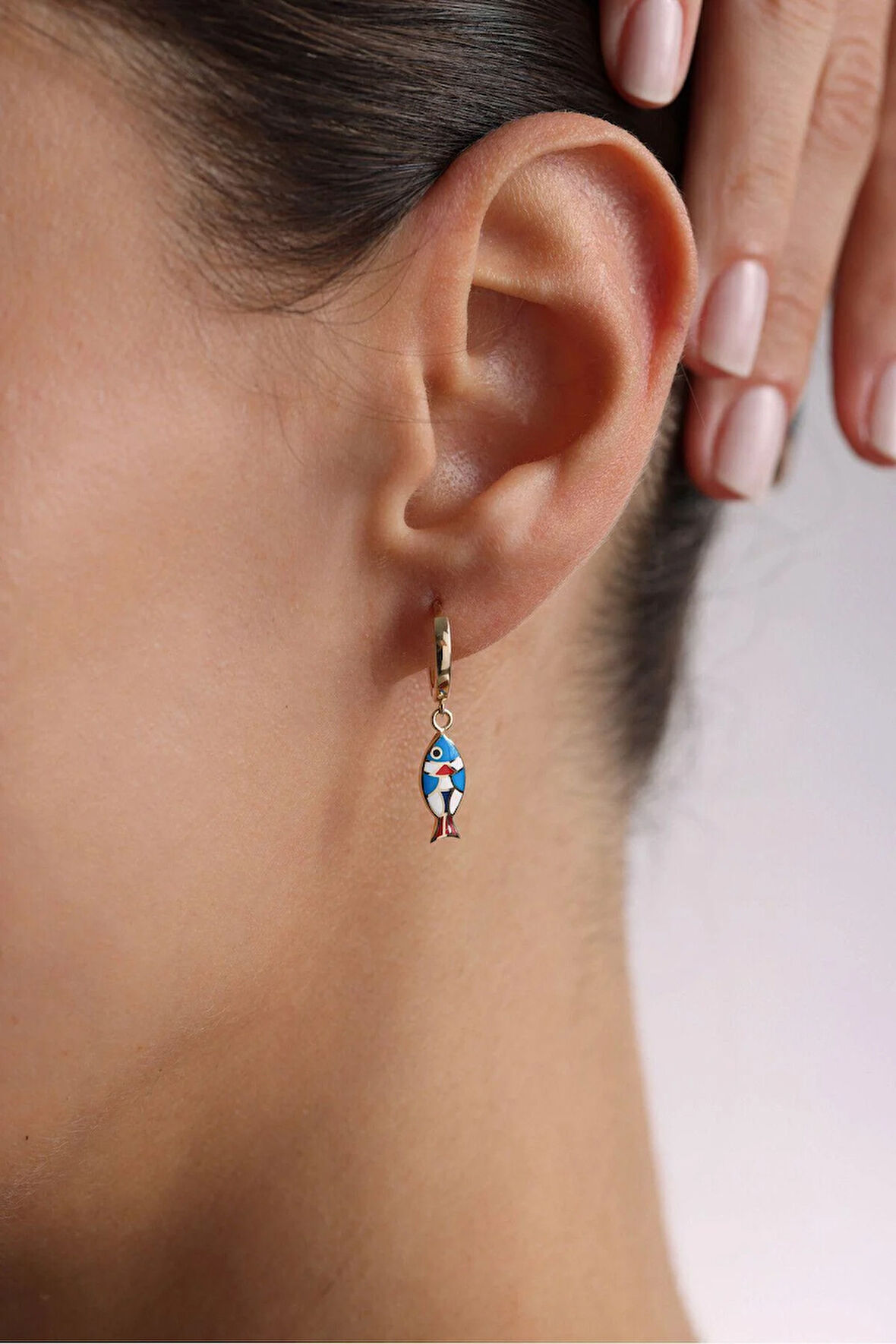 Sallantılı Mix Renkli Mineli Balık Küpe