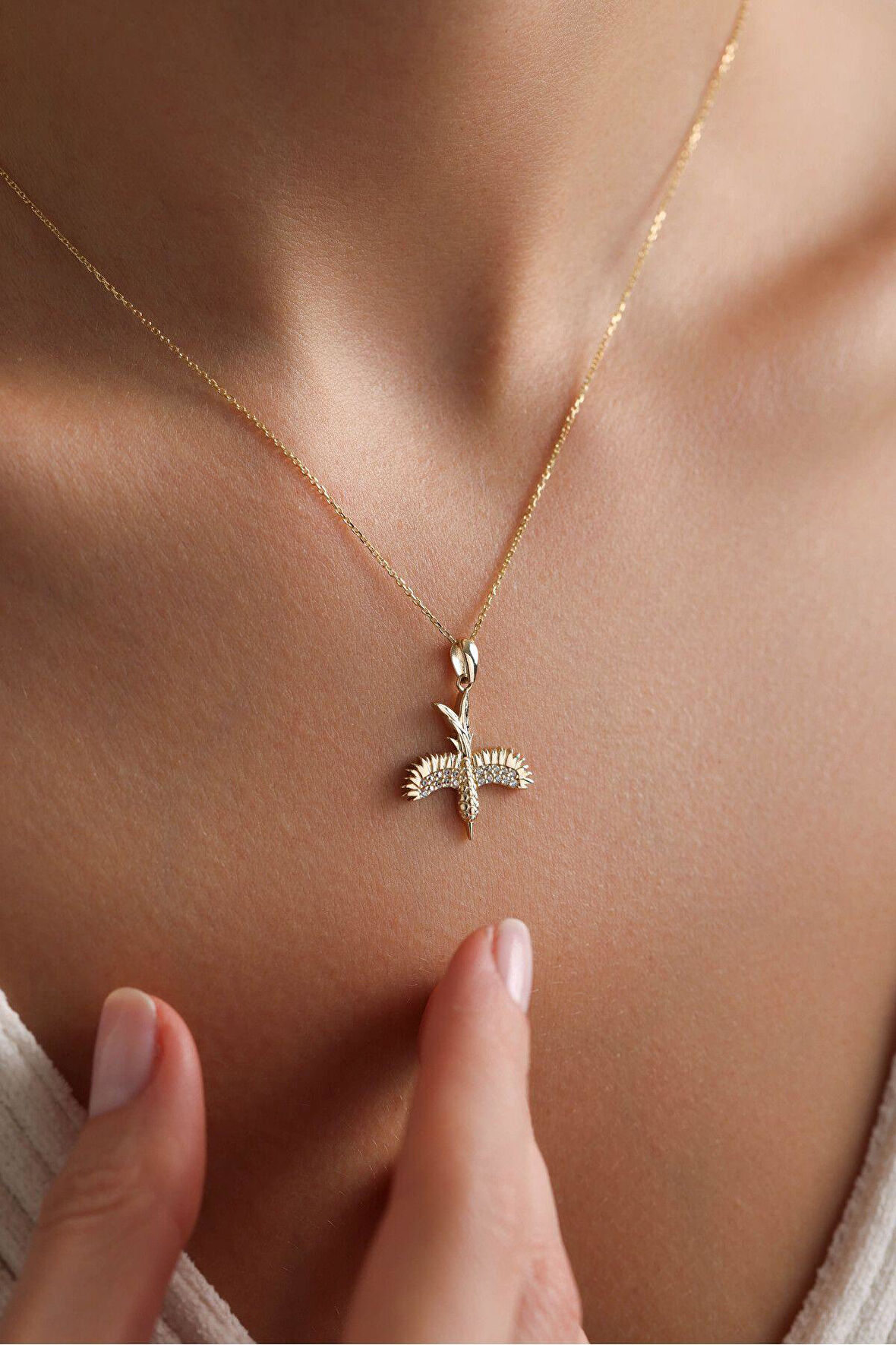 Taşlı Flying Bird Kolye Ucu