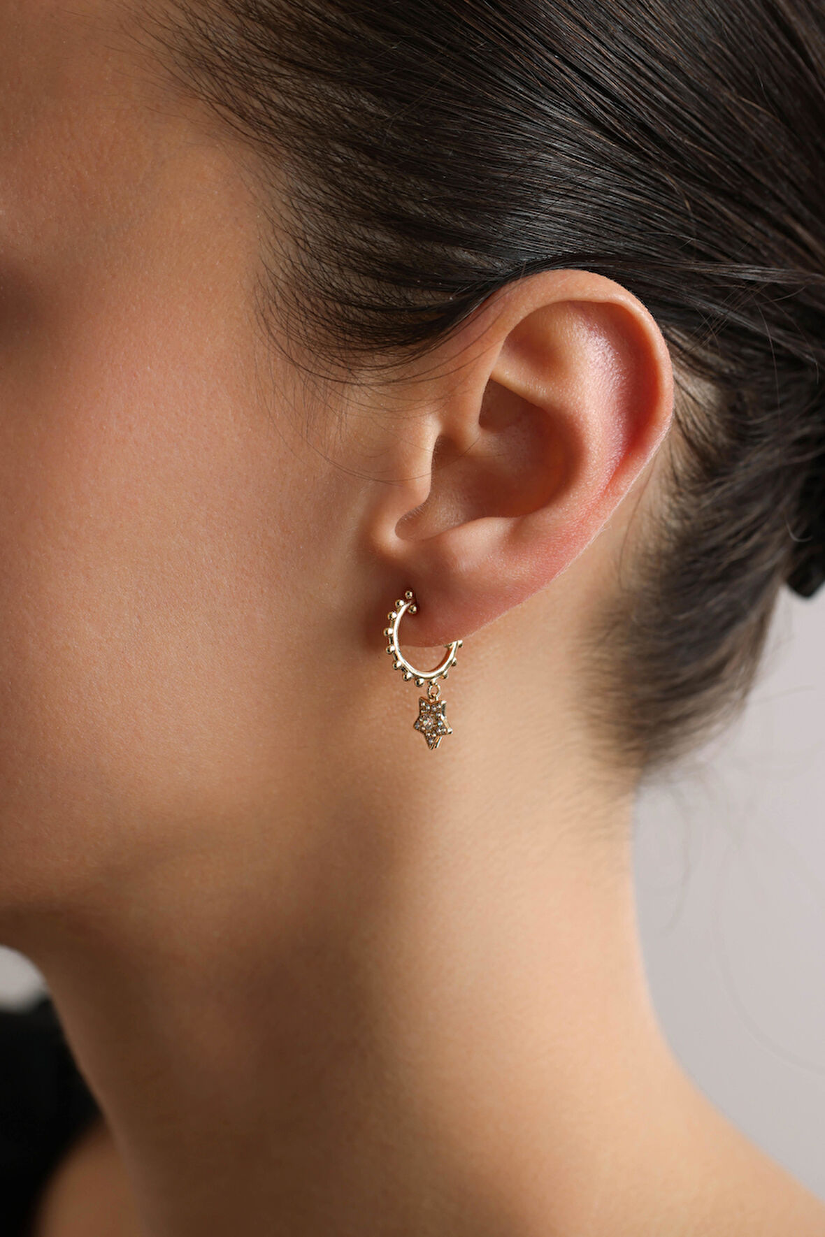 Taşlı Sallantılı Yıldız Rouss Küpe