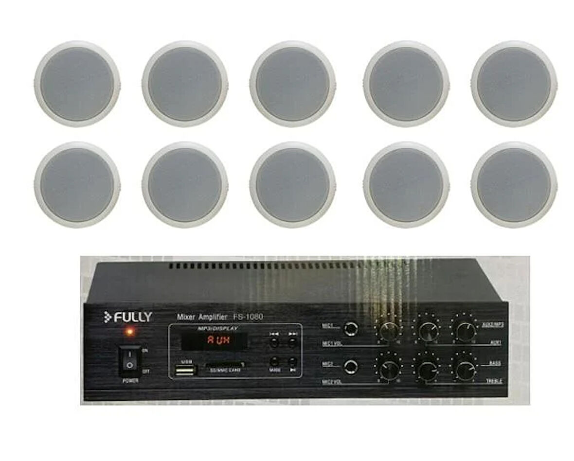 13cm 10 Adet Asma Tavan Hoparlör Seti , Alçıpan Hoparlör Seti 