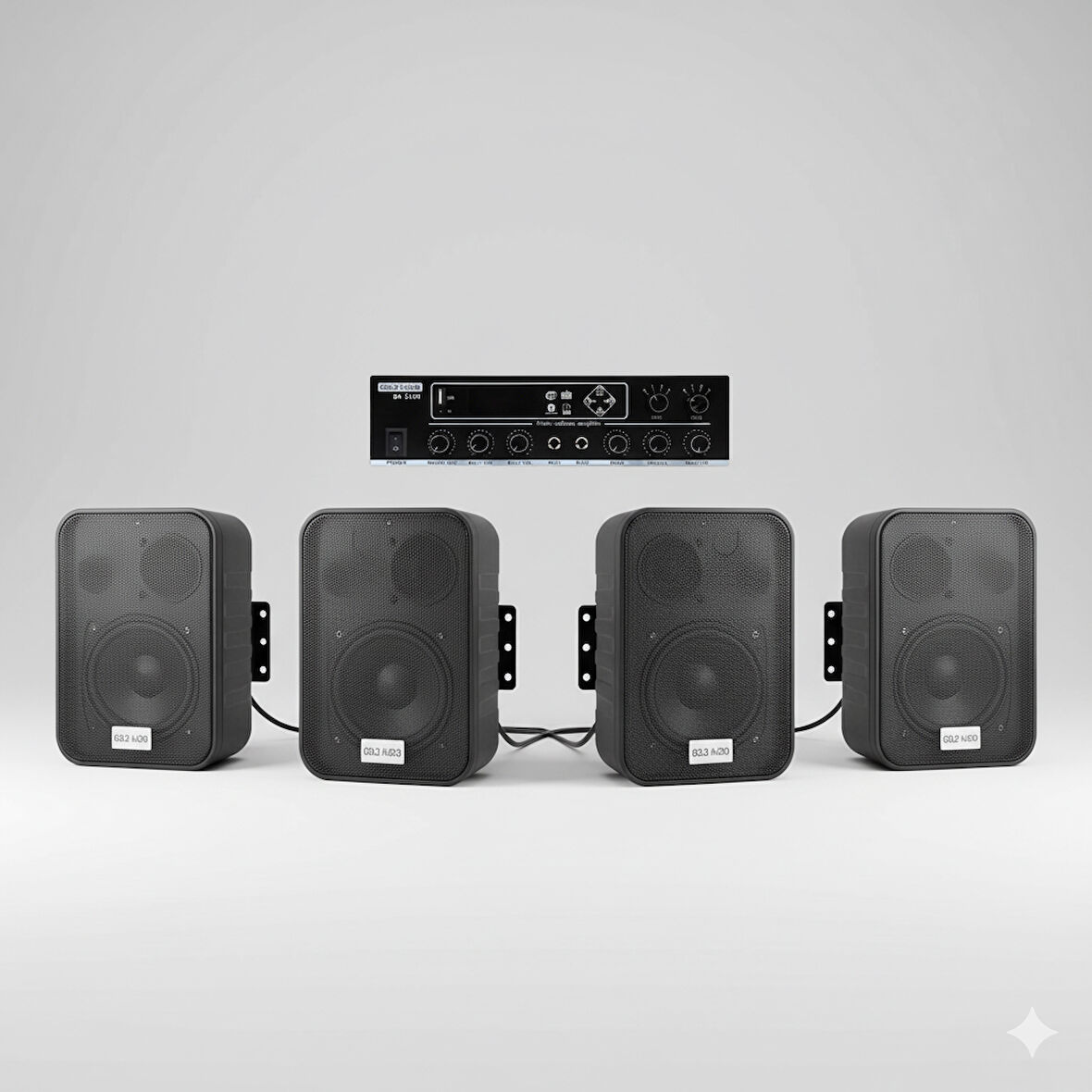 Siyaz Renk 4 adet Hoparlör 1 Adet Anfi , Masaj Salanu, Spa, Hamam, Cafe, Mağaza Ses Sistemi