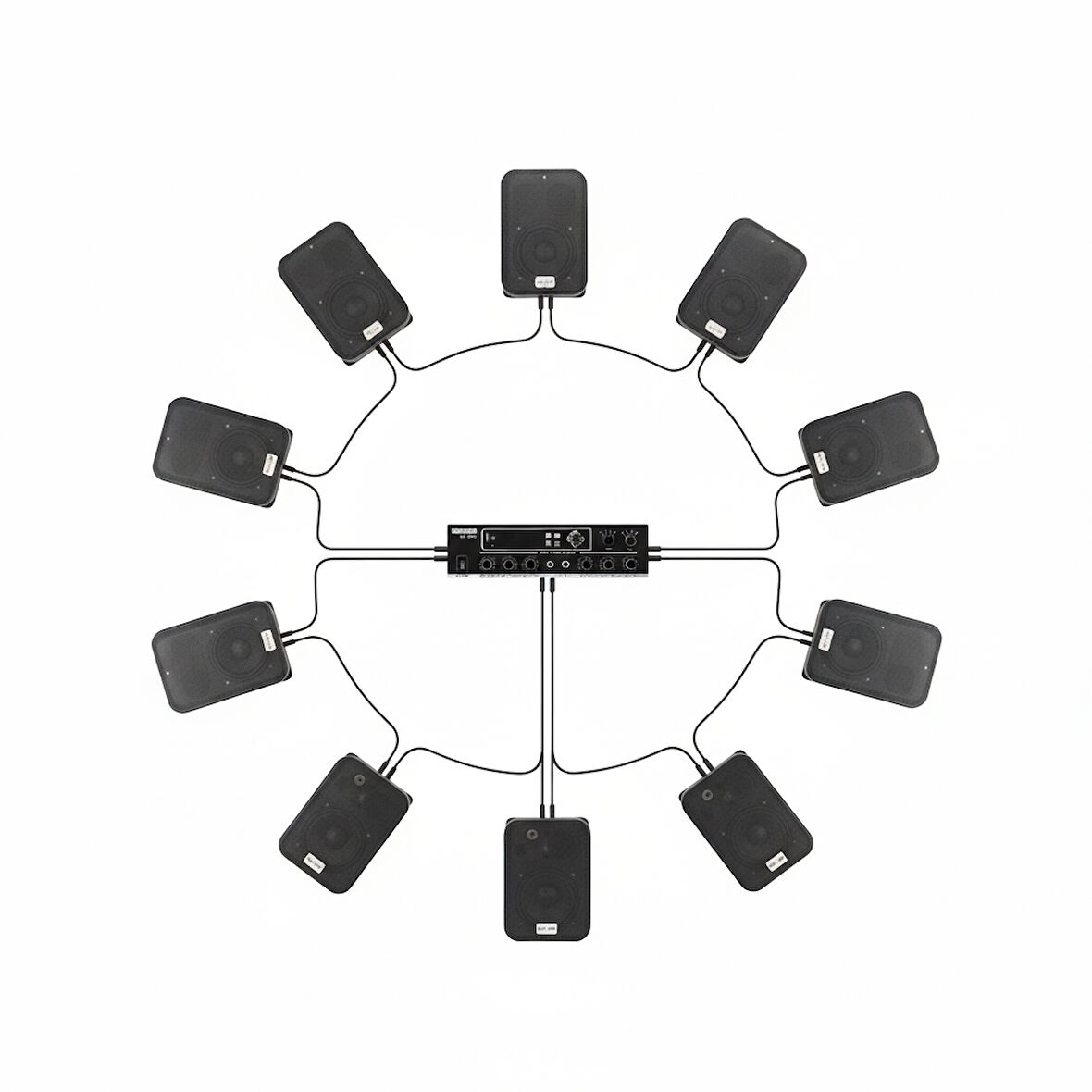 Siyaz Renk 10 adet Hoparlör 1 Adet Anfi , Masaj Salanu, Spa, Hamam, Cafe, Mağaza Ses Sistemi