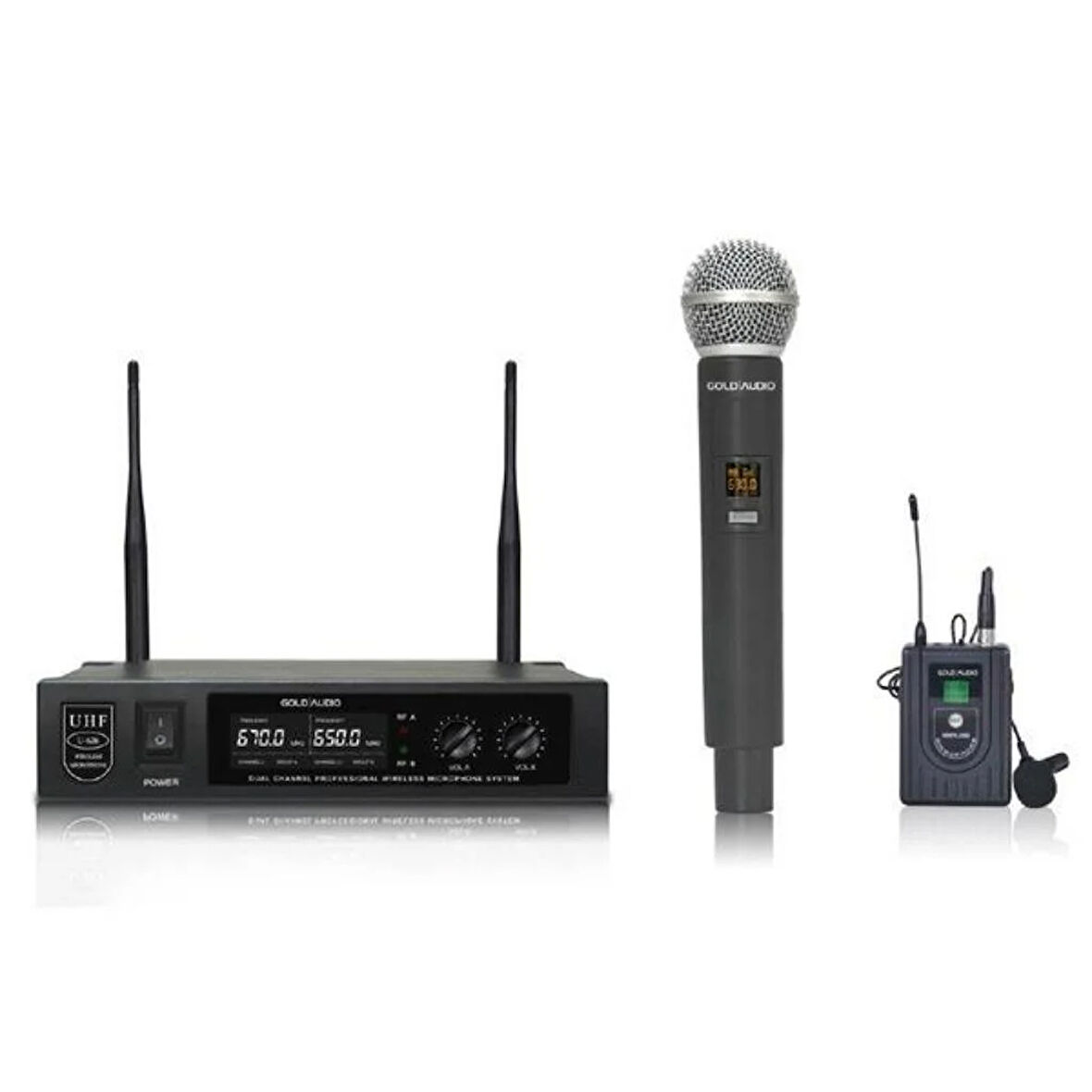 Luxury,1 Adet El Mikrofon 1 Adet Yaka  Mikrofonlu UHF Telsiz Mikrofon 