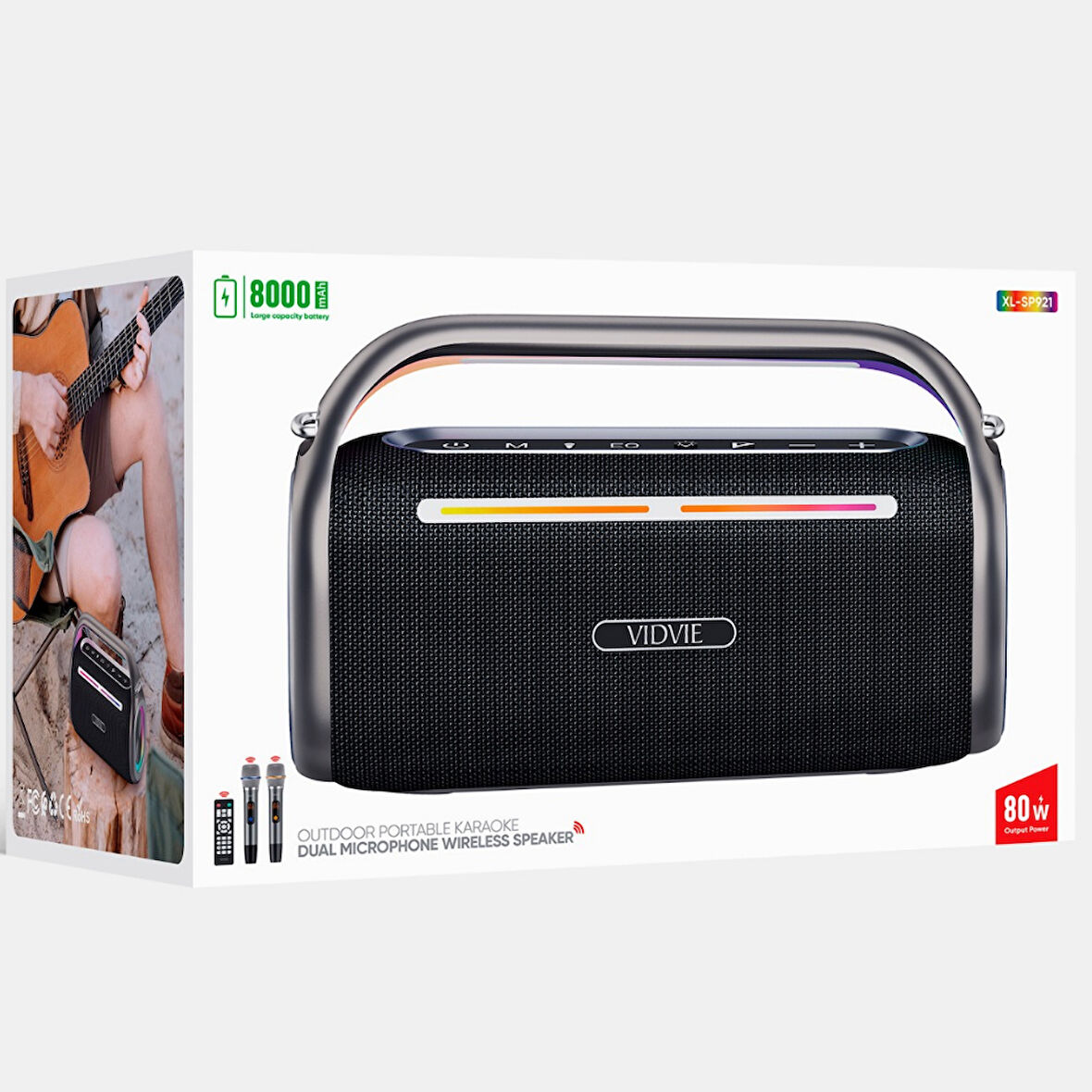 Xl-SP921 Bluetooth Hoparlör | 80W Güçlü Ses | 2 Mikrofonlu & Şarjlı Taşınabilir Ses Sistemi