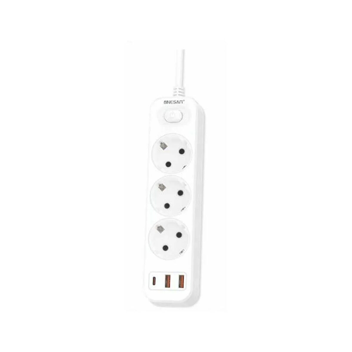 3'lü Akım Korumalı Priz | USB + Type-C Çıkışlı Çoklu Şarj Ünitesi