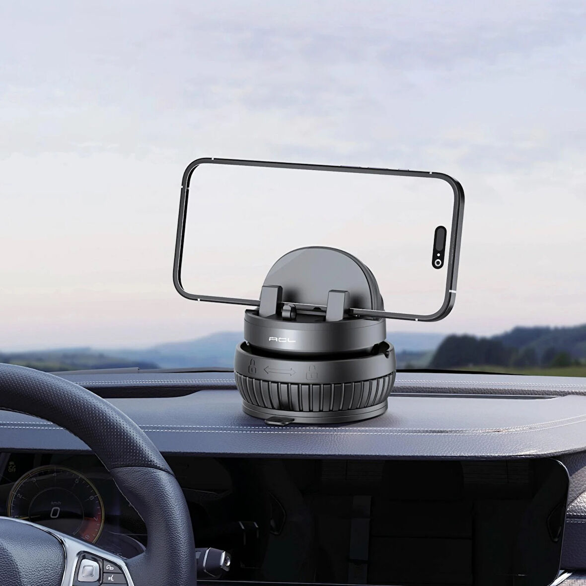 T-107 Araç İçi Telefon Tutacağı | Dönebilen Vantuzlu Sabit Stand Ayarlanabilir Aparat