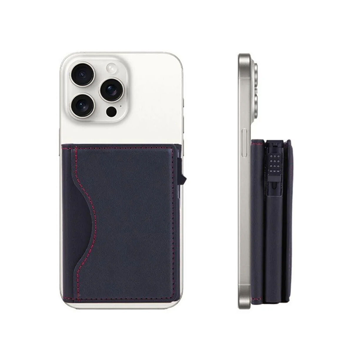  3 Katlı Deri Manyetik İphone Uyumlu MagSafe Tutucu Telefon Kılıfı