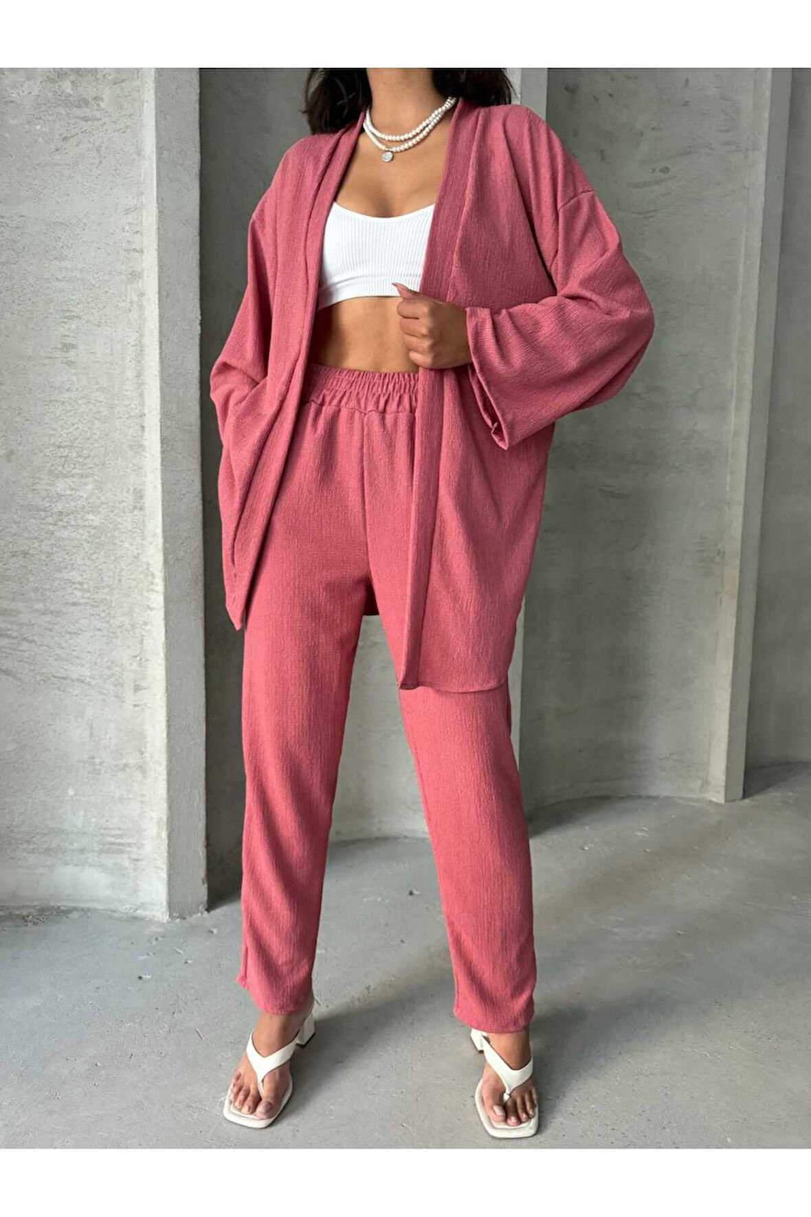 Bürümcük Kumaş 2'li Kimono Takım