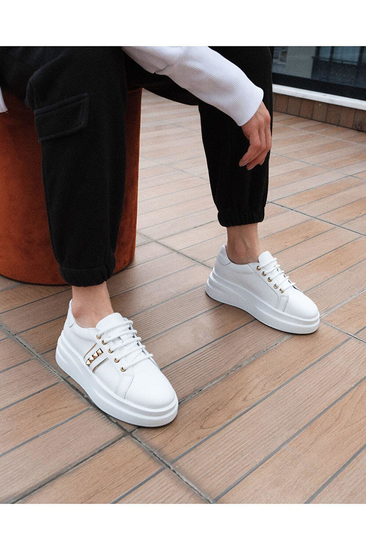 Kadın Deri Sneaker Beyaz