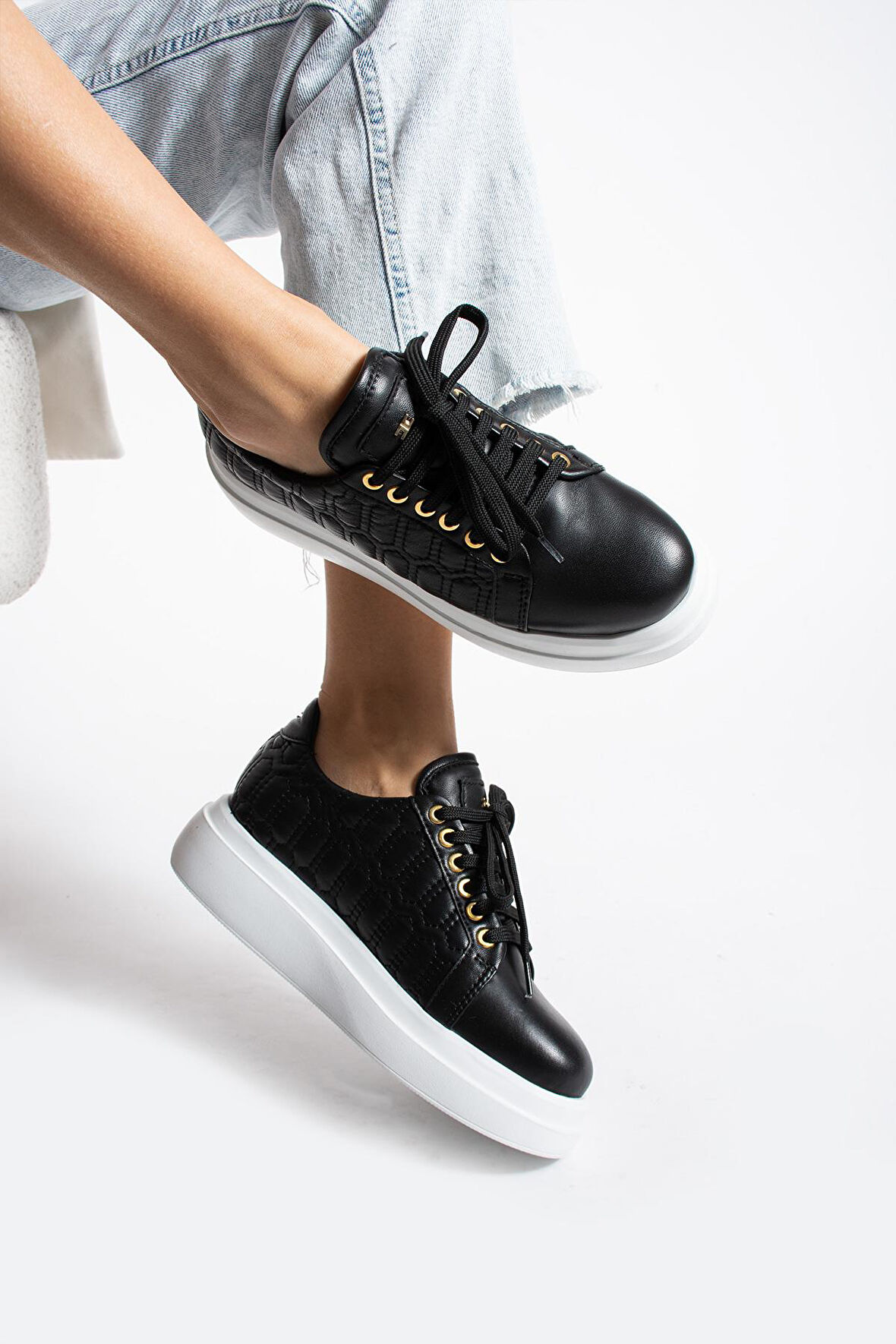 Kadın Deri Sneaker Siyah