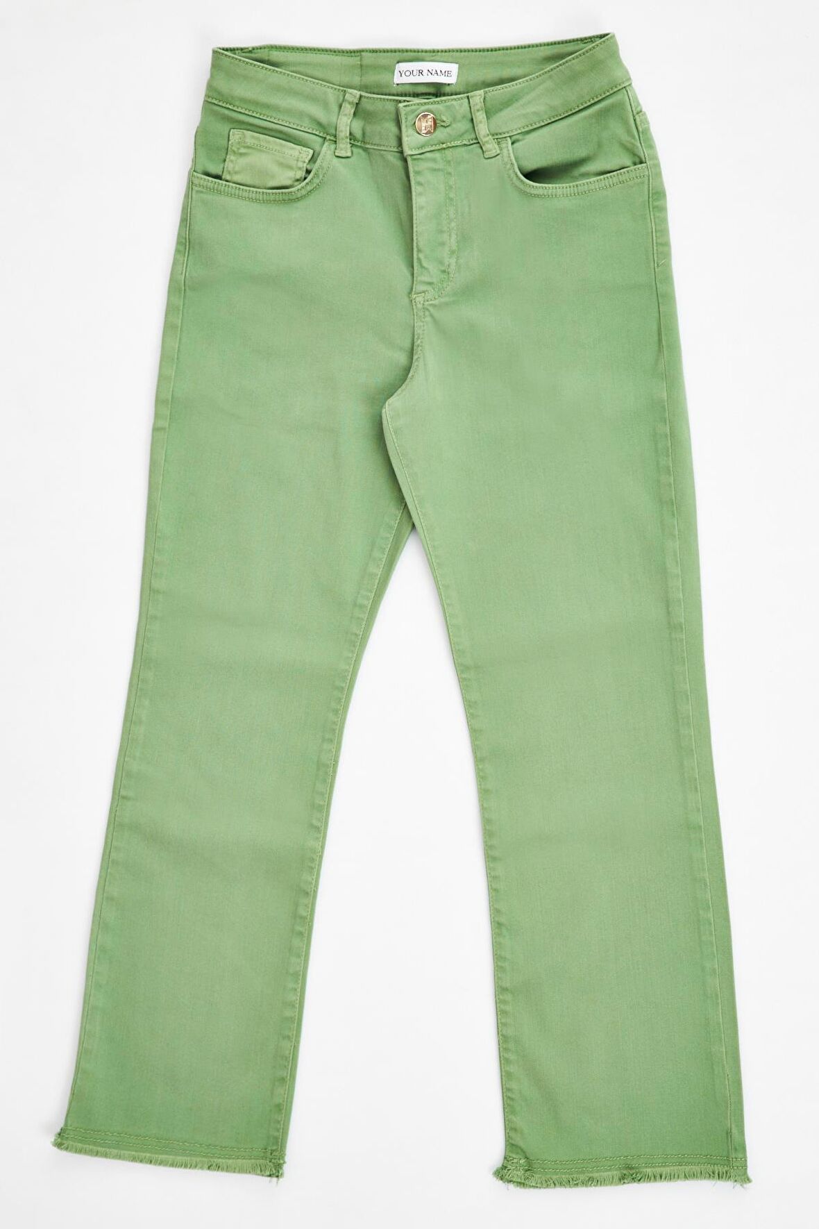 Pis Paça Düşük Bel Short Flare Yeşil Kadın Jean