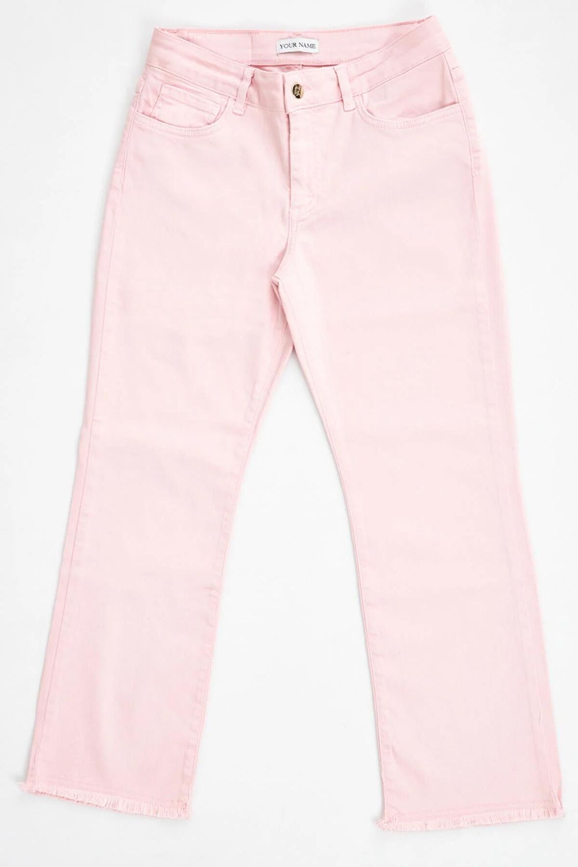 Pis Paça Düşük Bel Short Flare Pembe Kadın Jean