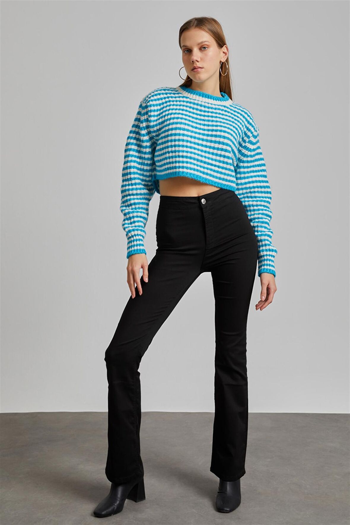 Kadın Siyah Skinny Flare Jean