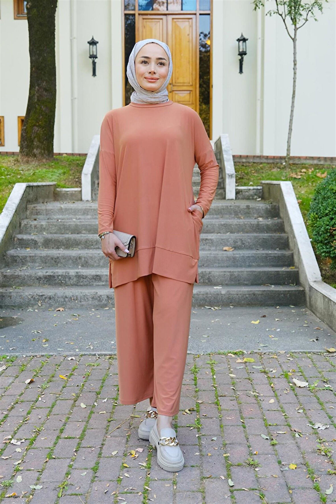 5015 Bisiklet Yaka Yanları Cepli Oversize Takım