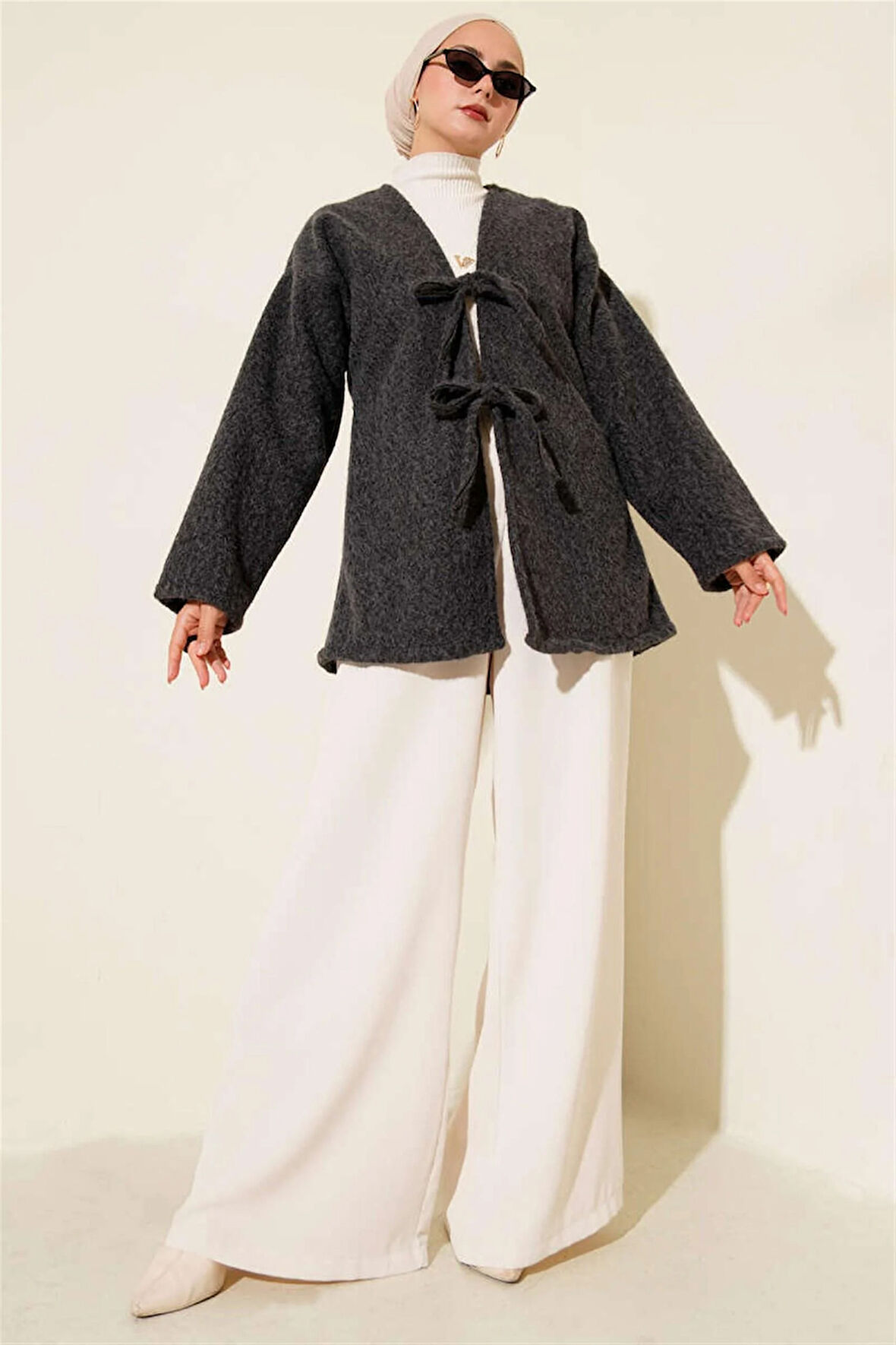 55003 Önü Bağlamalı Buklet Ceket