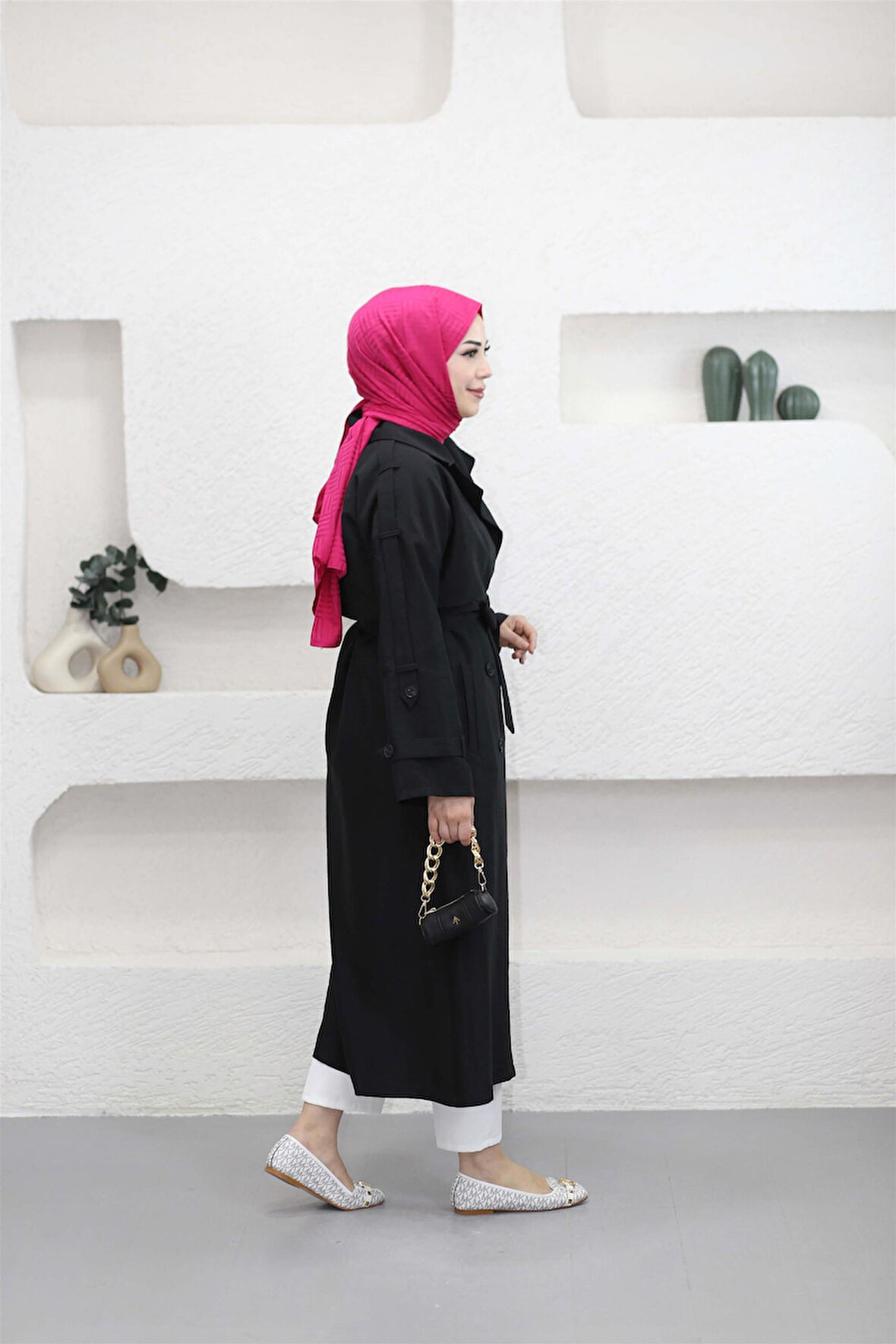 4175 Şal Yaka Apoletli Kuşaklı Aerobin Astarlı Trençkot