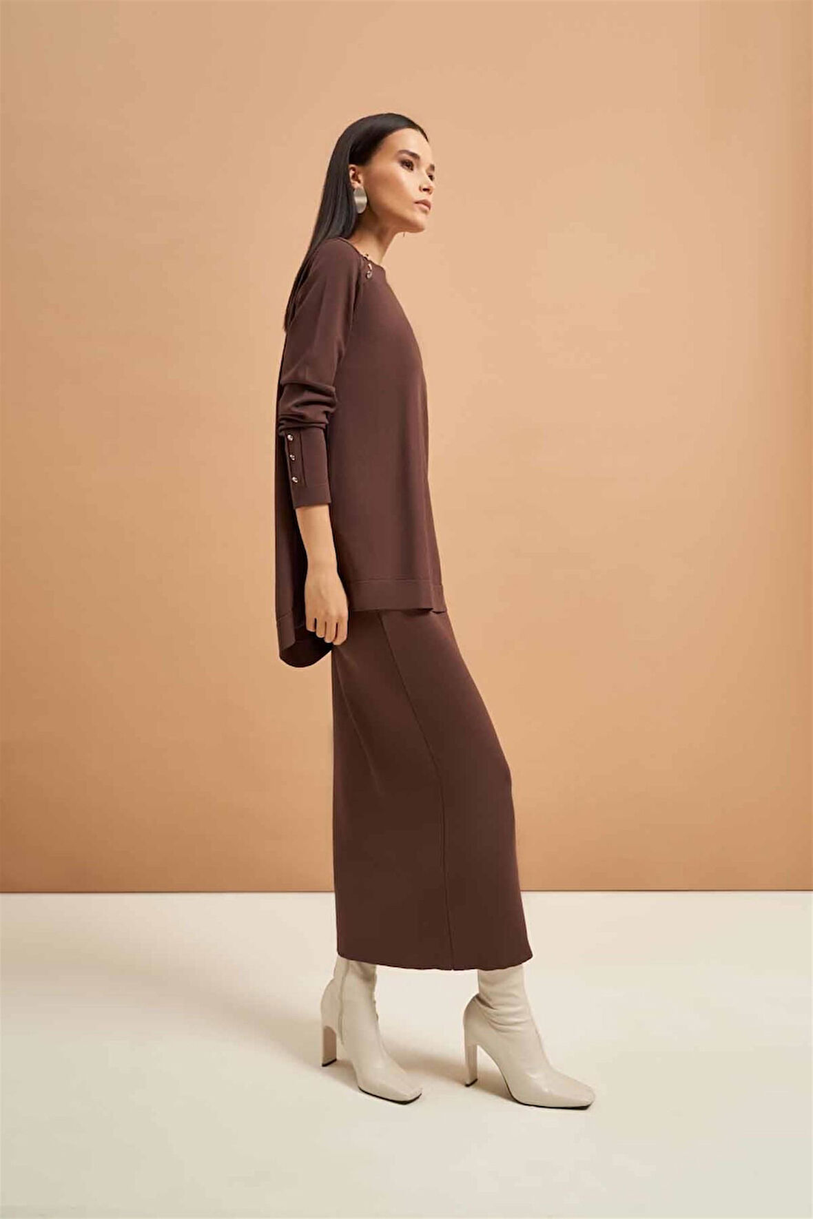 140273 Rayon Düğmeli Etekli Takım