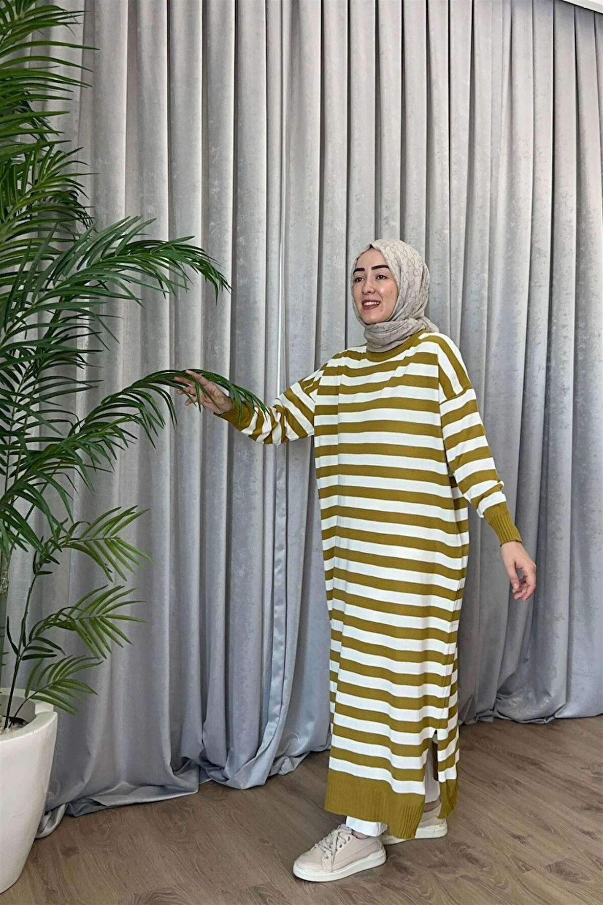 3389 Yeva Enine Çizgili Triko Tunik