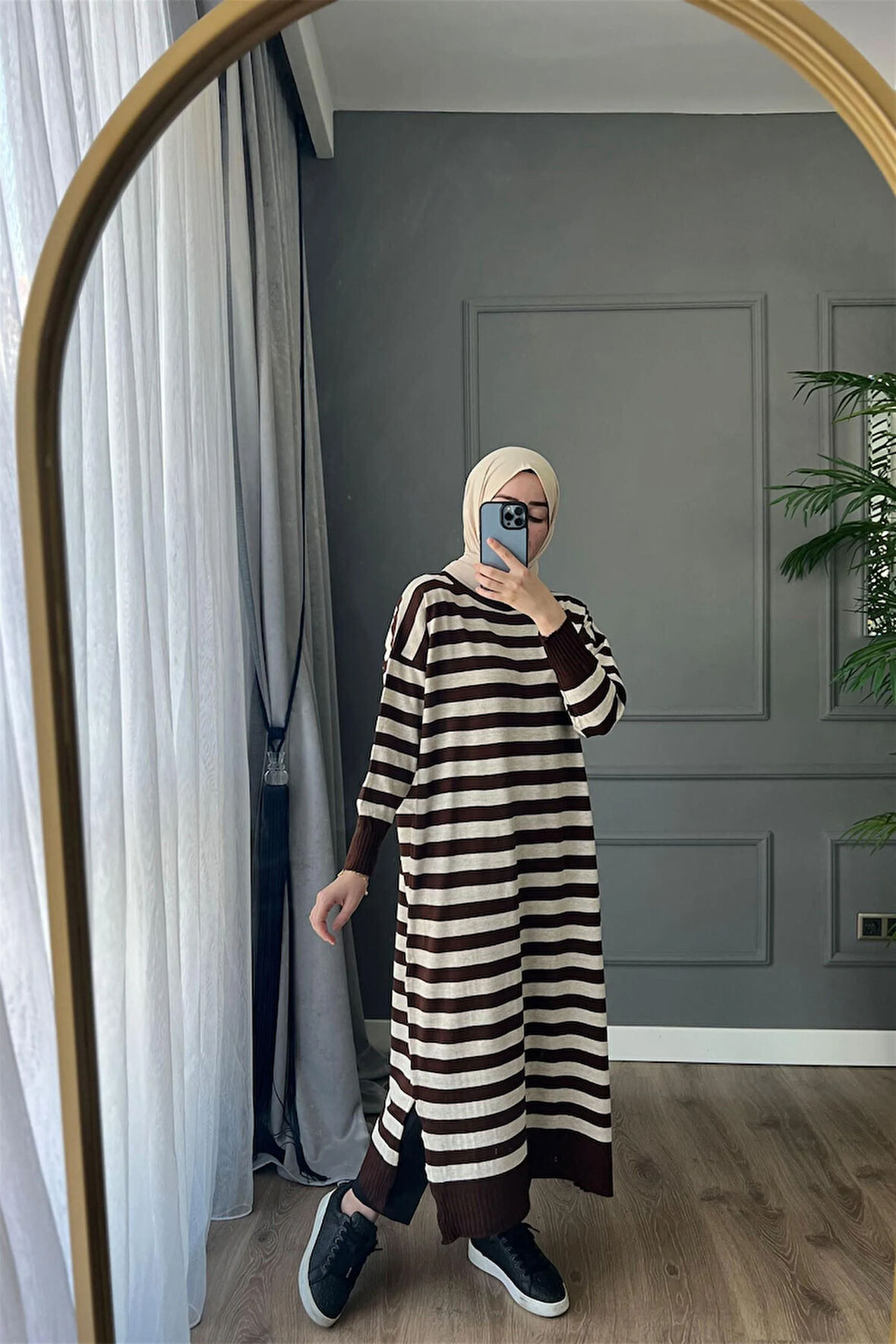 3389 Yeva Enine Çizgili Triko Tunik