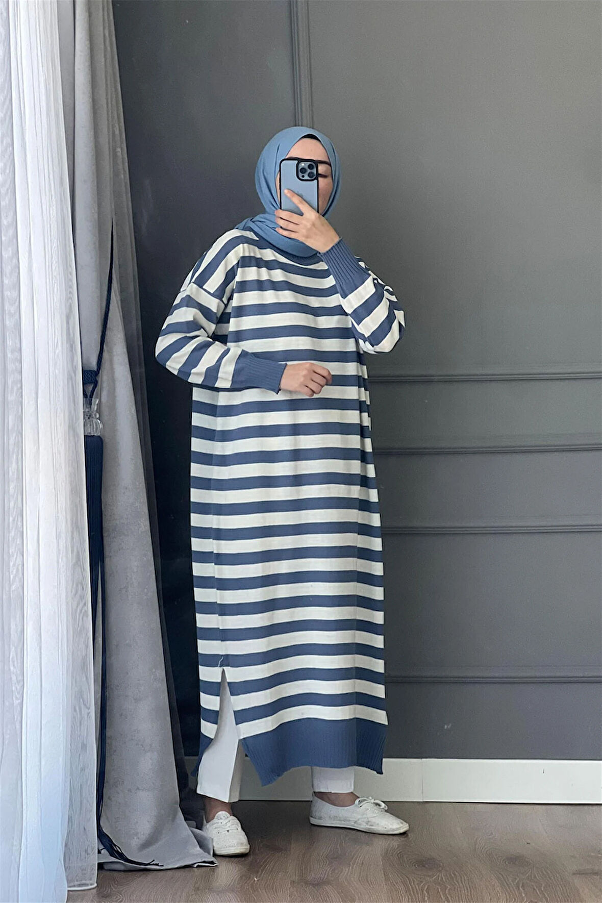 3389 Yeva Enine Çizgili Triko Tunik