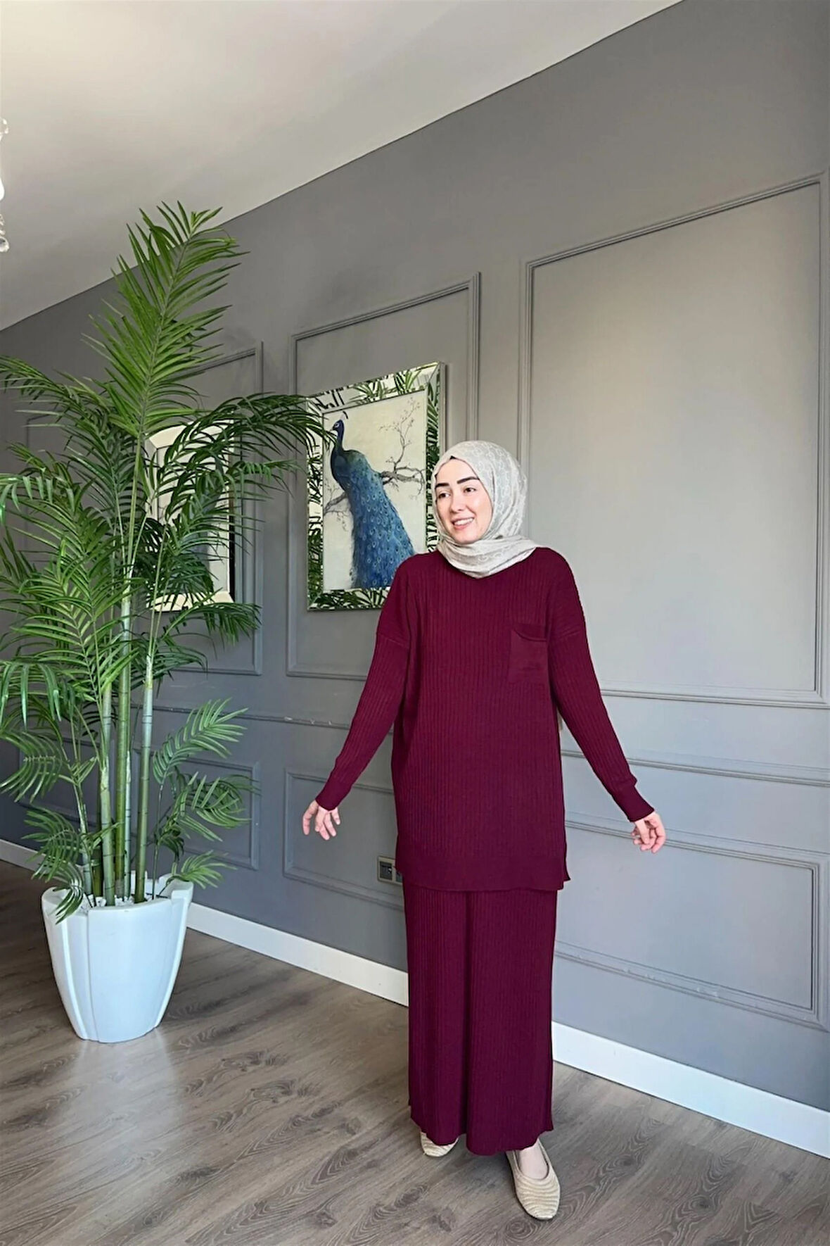 3402 Tek Cepli Fitilli Etekli Triko Takım